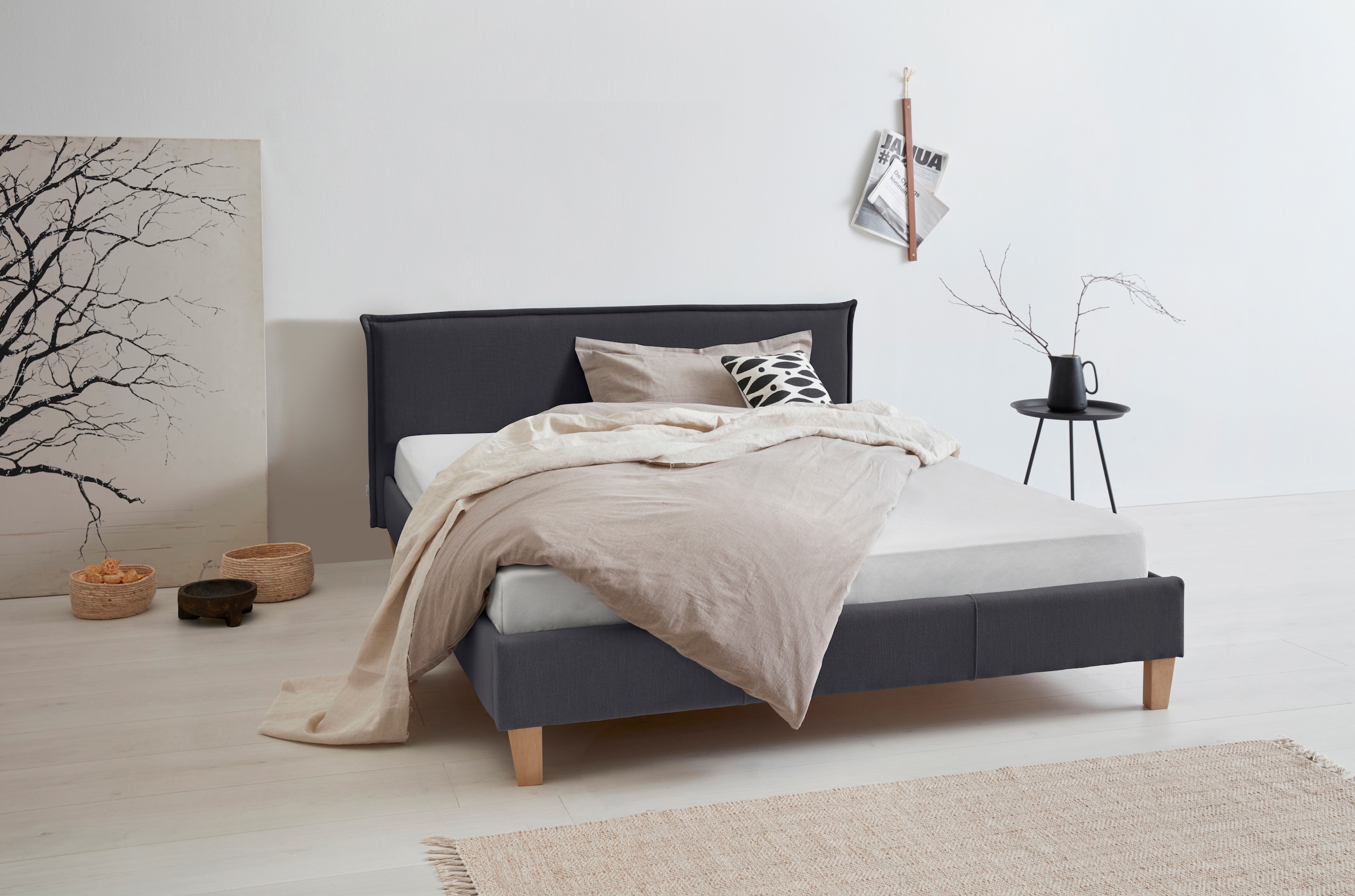 OTTO products "Heddi" in 5 Breiten: von 90cm-200cm, Biese am Kopfteil, Strukturstoff