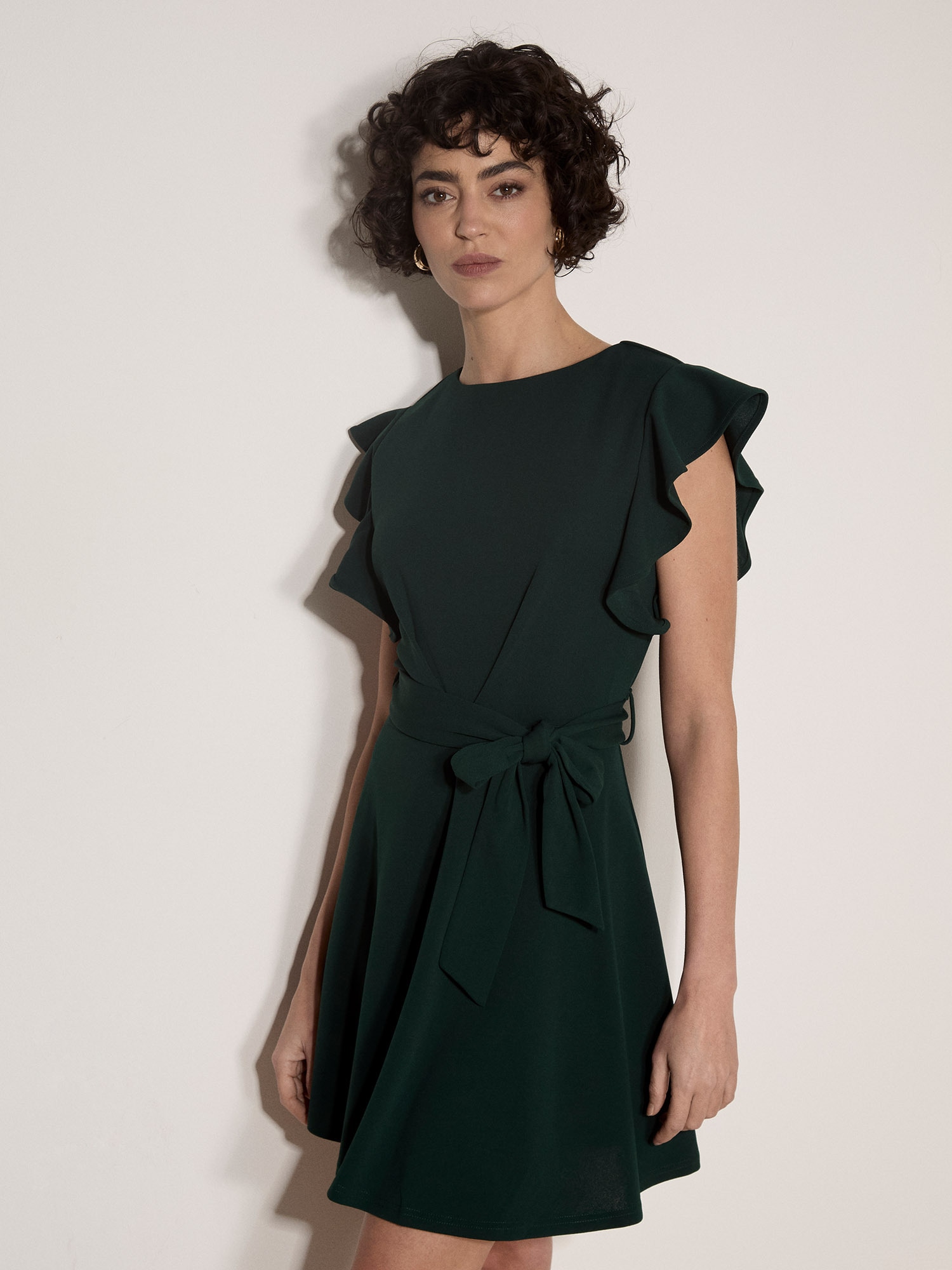 Apricot Minikleid "Mini-Kleid aus Jersey-Crêpe" mit Stoffgürtel, 2 tlg. mit Rüschenärmeln
