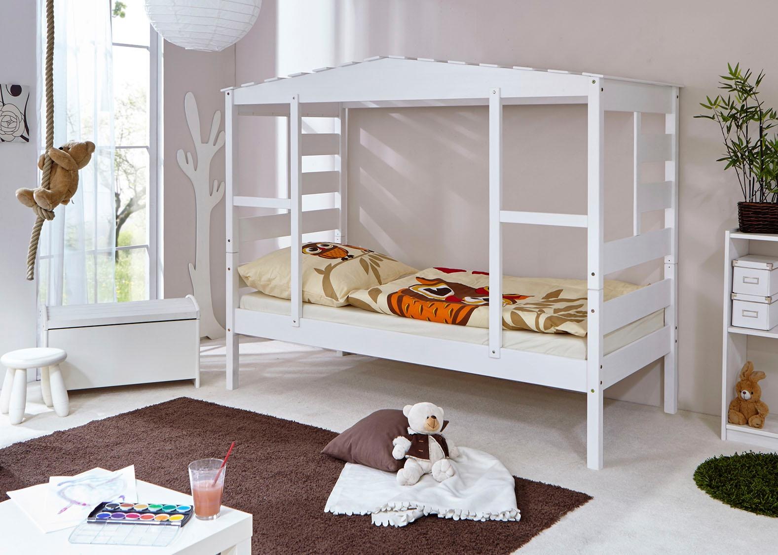 Ticaa Kinderbett "Lio", Hausbett, aus Kiefer Massivholz, inkl. Rollrost günstig online kaufen