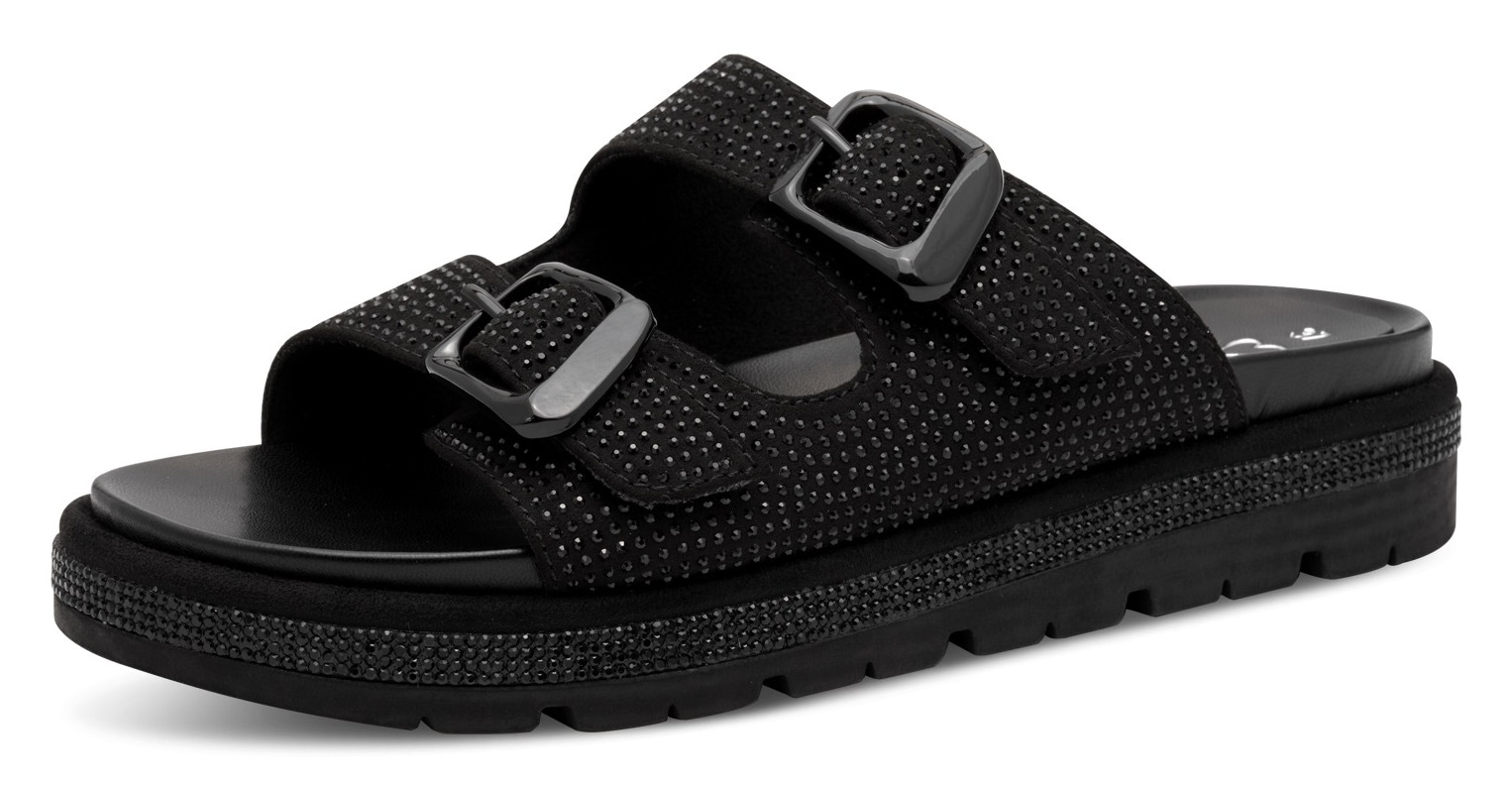 MARCO TOZZI Pantolette, Plateau, Sommerschuh, Schlupfschuh mit glänzenden S günstig online kaufen