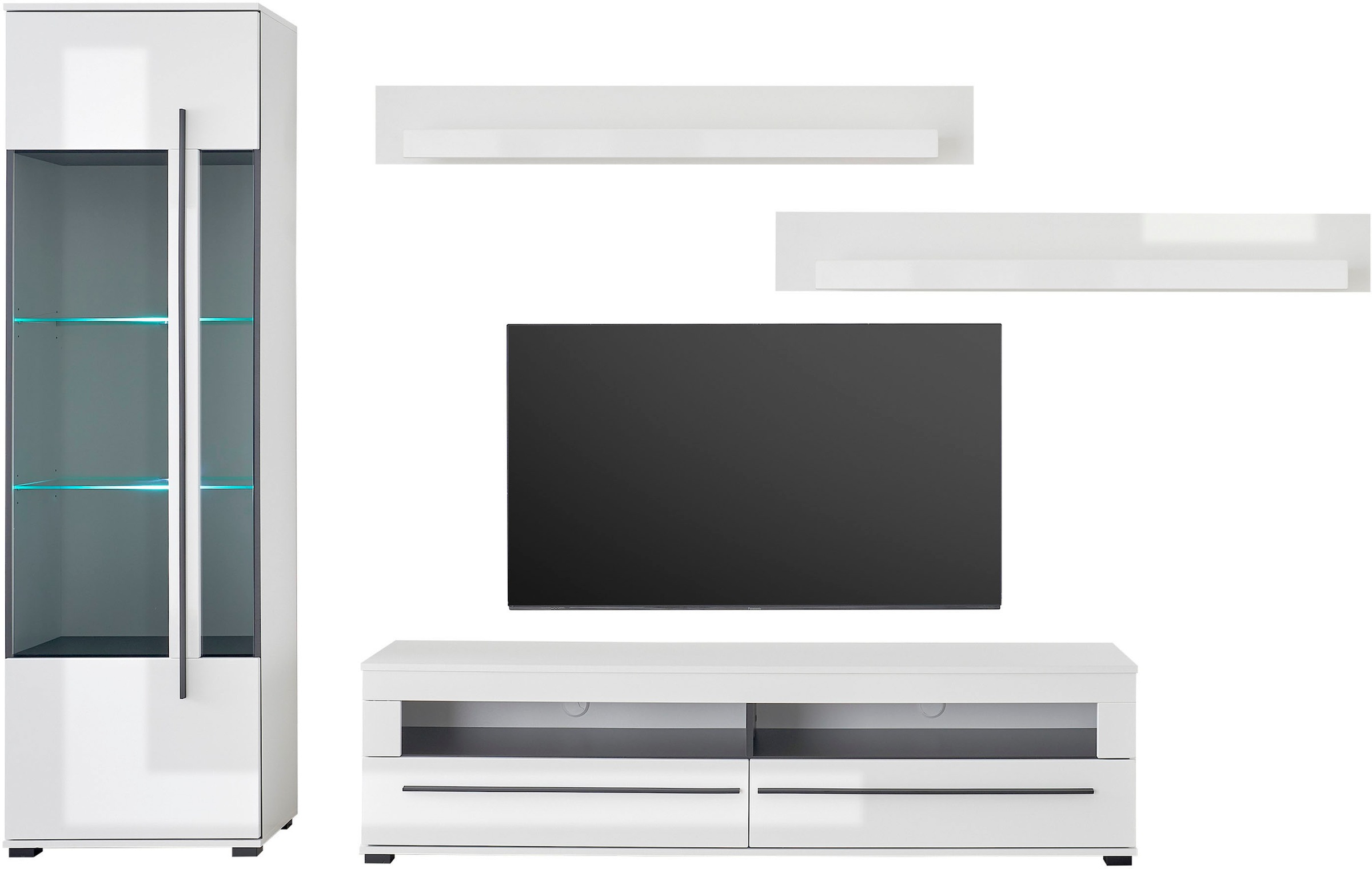 Home affaire Wohnwand "Cantara, moderne Anbauwand, Wohnzimmer-Set, in Eiche günstig online kaufen