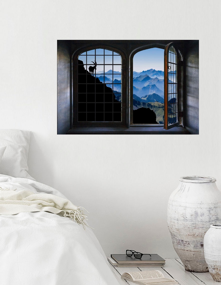 queence Wandsticker "Berge", Wandsticker, Wandbild, selbstklebend, 3D, Fens günstig online kaufen