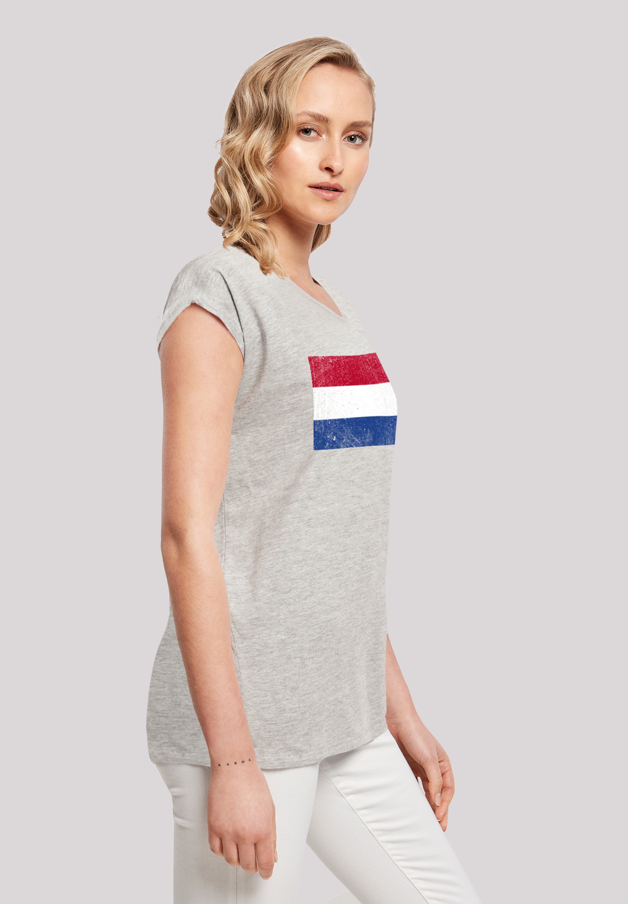 F4NT4STIC T-Shirt »Netherlands NIederlande Holland Flagge distressed«, Print