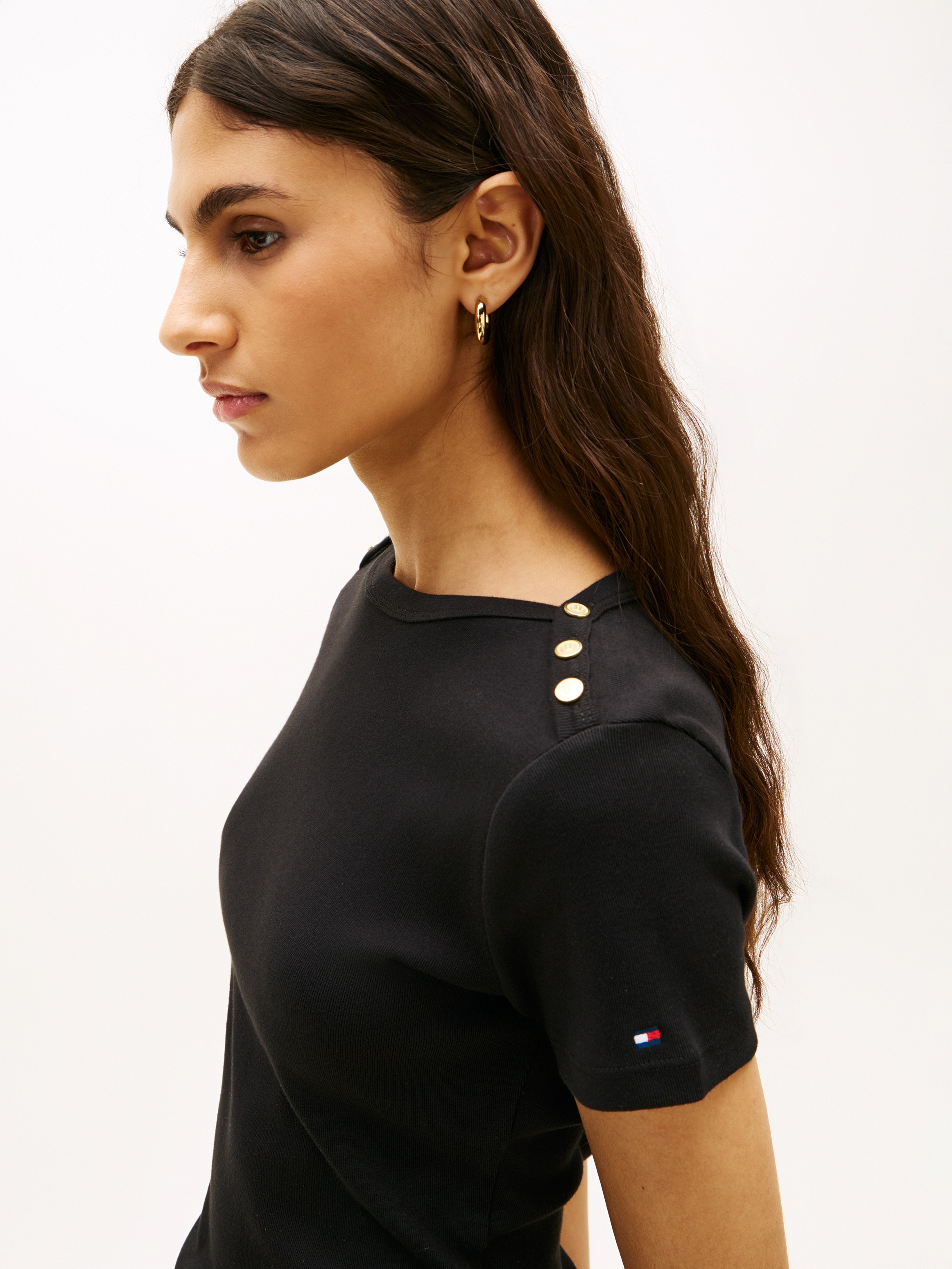 Tommy Hilfiger Kurzarmshirt "GOLD BUTTON SLIM SS TEE" günstig online kaufen