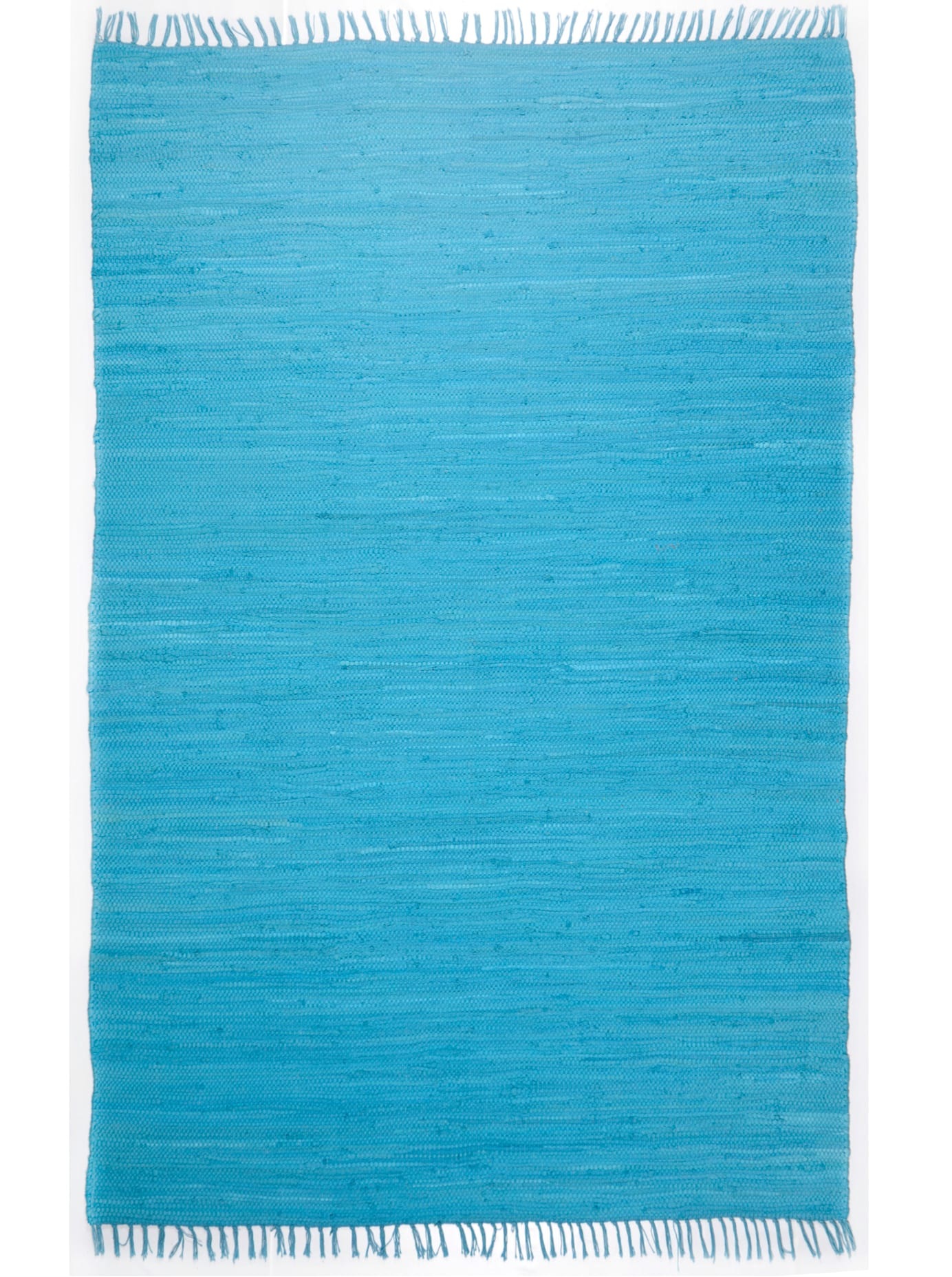 Theko Handwoven Cotton Rug Turquoise 70x140cm 2