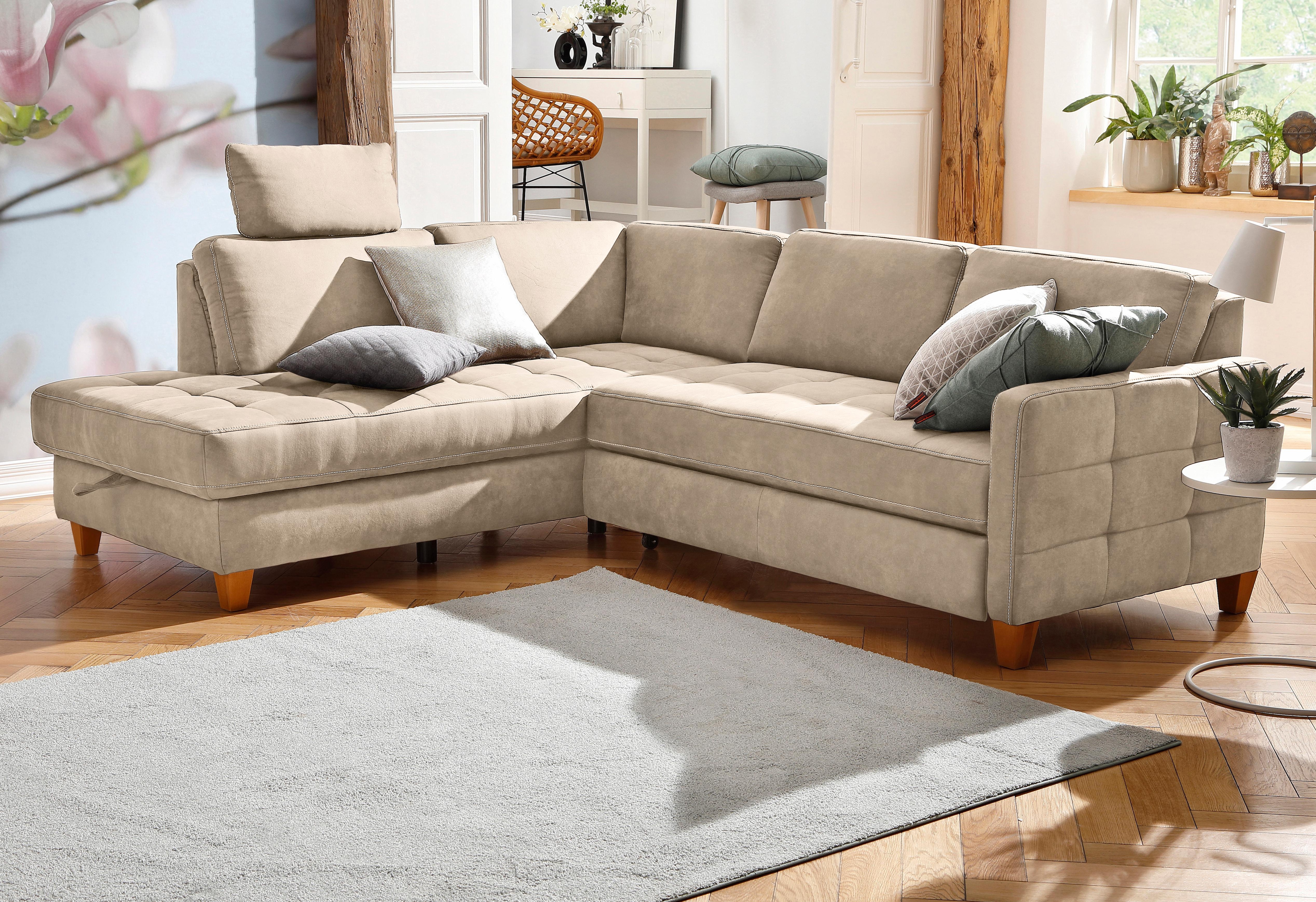 Home affaire Ecksofa "Earl L-Form" wahlweise auch mit Schlaffunktion oder Schlaffunktion mit Bettkasten