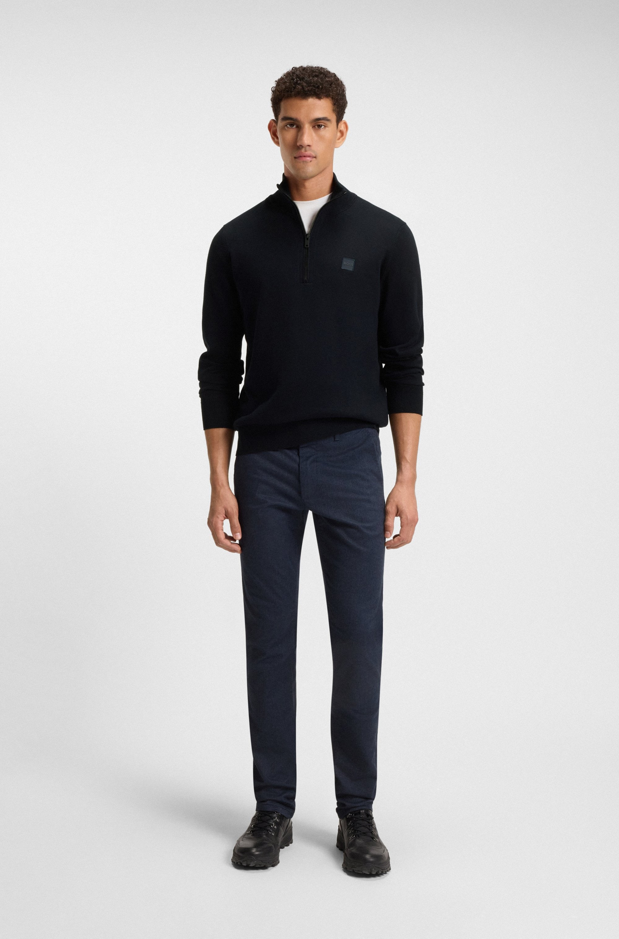 BOSS ORANGE Rollkragenpullover »Kanobix« Regular fit, Stehkragen mit Reißverschluss, Ton-in-Ton Logo