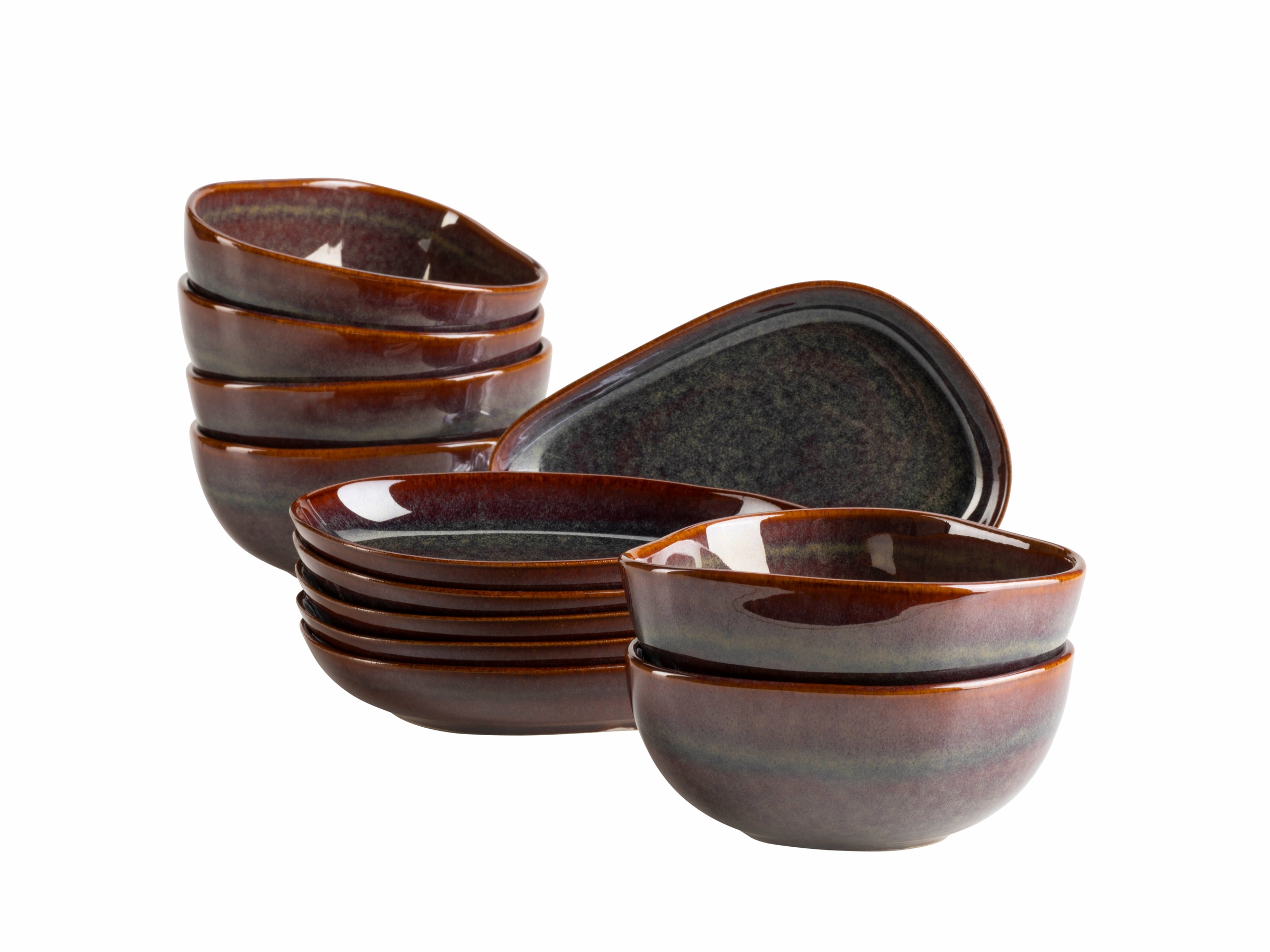 Mäser Braun Rot Snackschale "Snacking-Set Cordelia Aus Steinzeug" 12 Stk. Aus Steinzeug von Baur