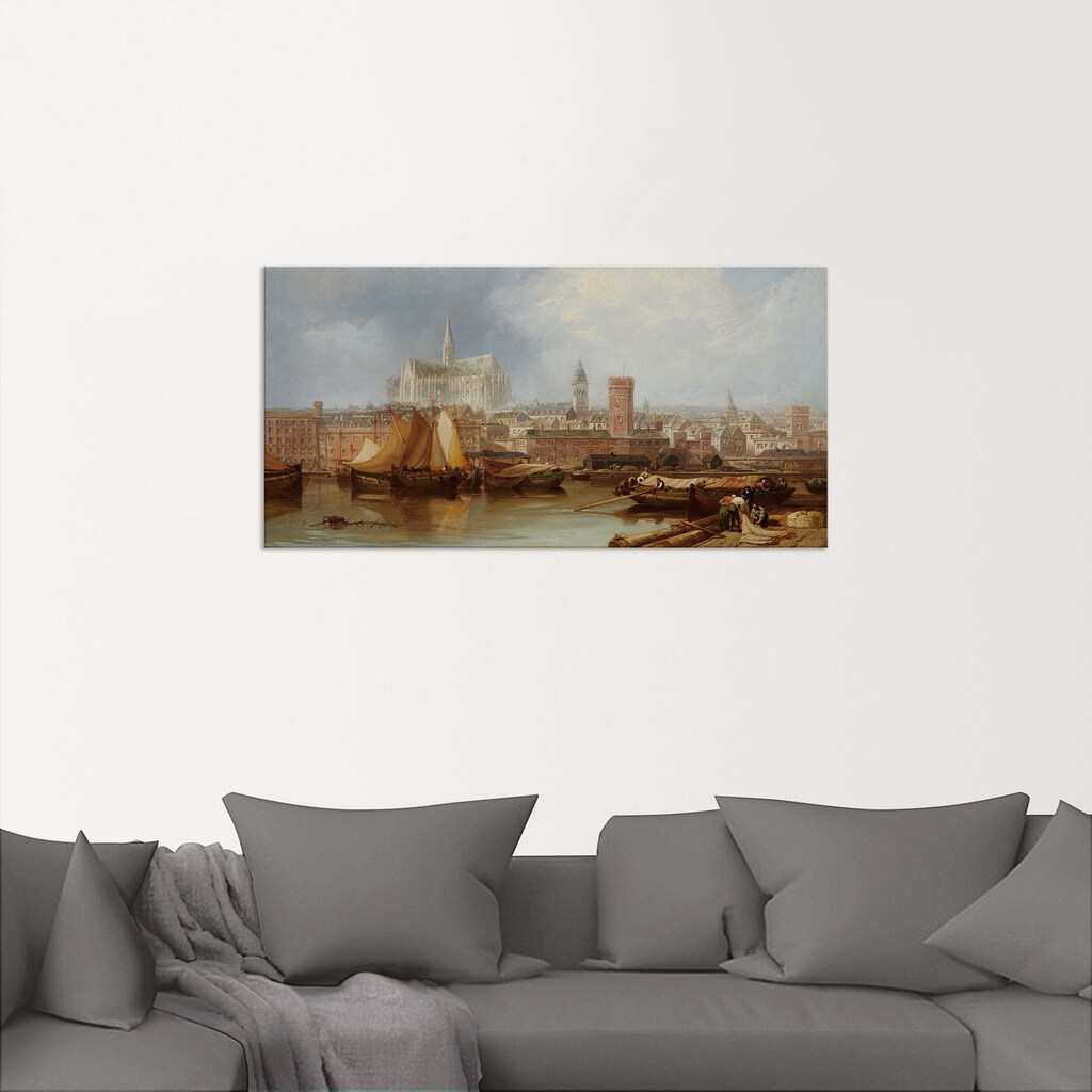 Artland Wandbild »Ansicht von Köln, unvollendeter Dom«, Bilder von Booten & Schiffen, (1 St.)