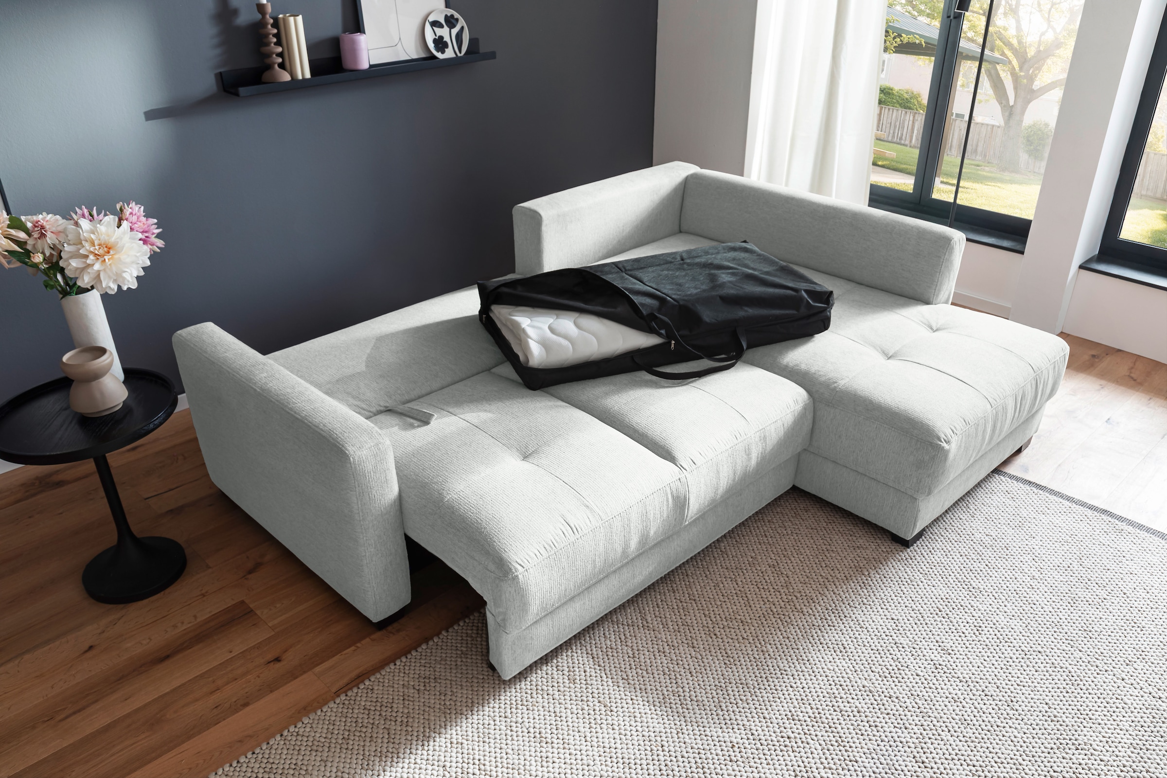 Mr. Couch Ecksofa »Pierre, L-Form mit BoxSpring«, Mit Boxpring-Taschenfederkern