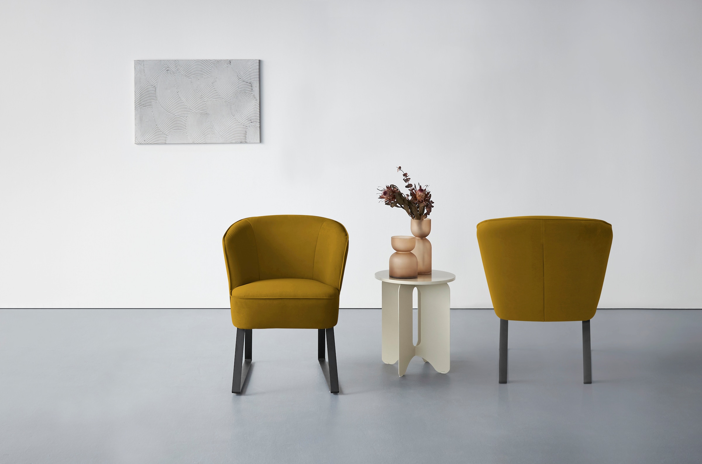 exxpo - sofa fashion Sessel »Americano, Loungesessel«, mit Keder und Metallfüßen, Bezug in verschiedenen Qualitäten, 1 Stck.
