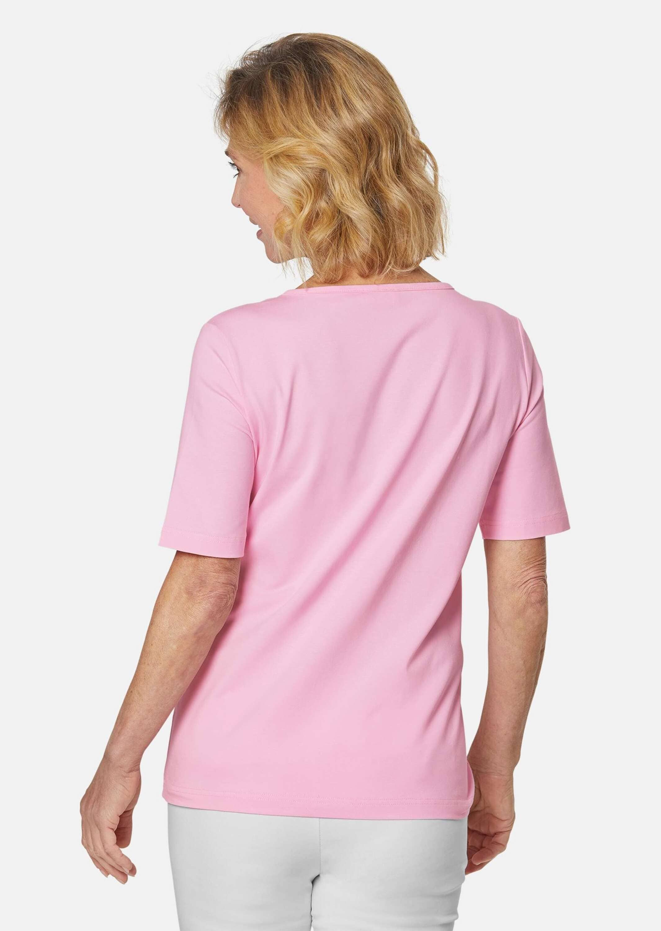 GOLDNER Langarm-Poloshirt »T-Shirt T-Shirt mit charmantem Ausschnitt und Schmucksteinchen«