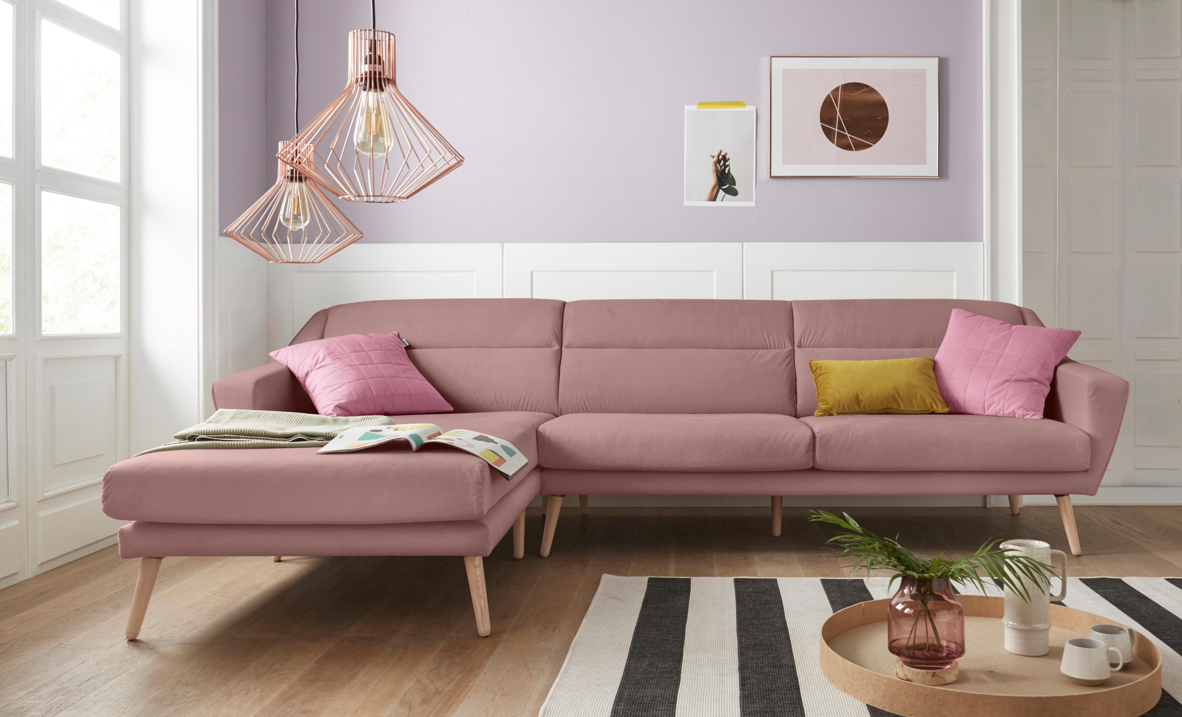 OTTO home Ecksofa "Bille L-Form" mit Naht im Rückenkissen und Beinen aus Ei günstig online kaufen