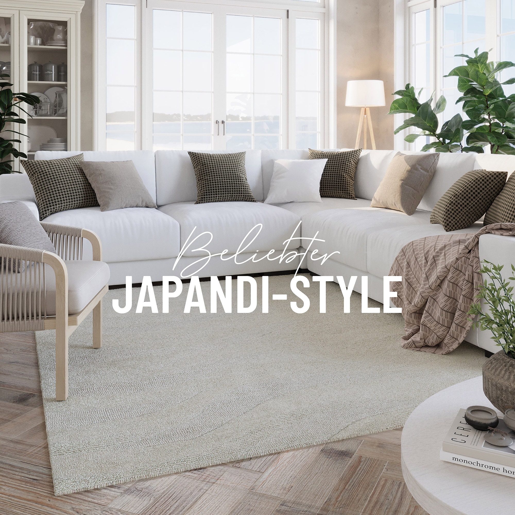 Wecon home Wollteppich »Hamptons THIRTYFOUR«, rund, 15 mm Höhe, Schurwolle, Kurzflor, Wohnzimmer, Schlafzimmer, elegant, Wellen-Muster