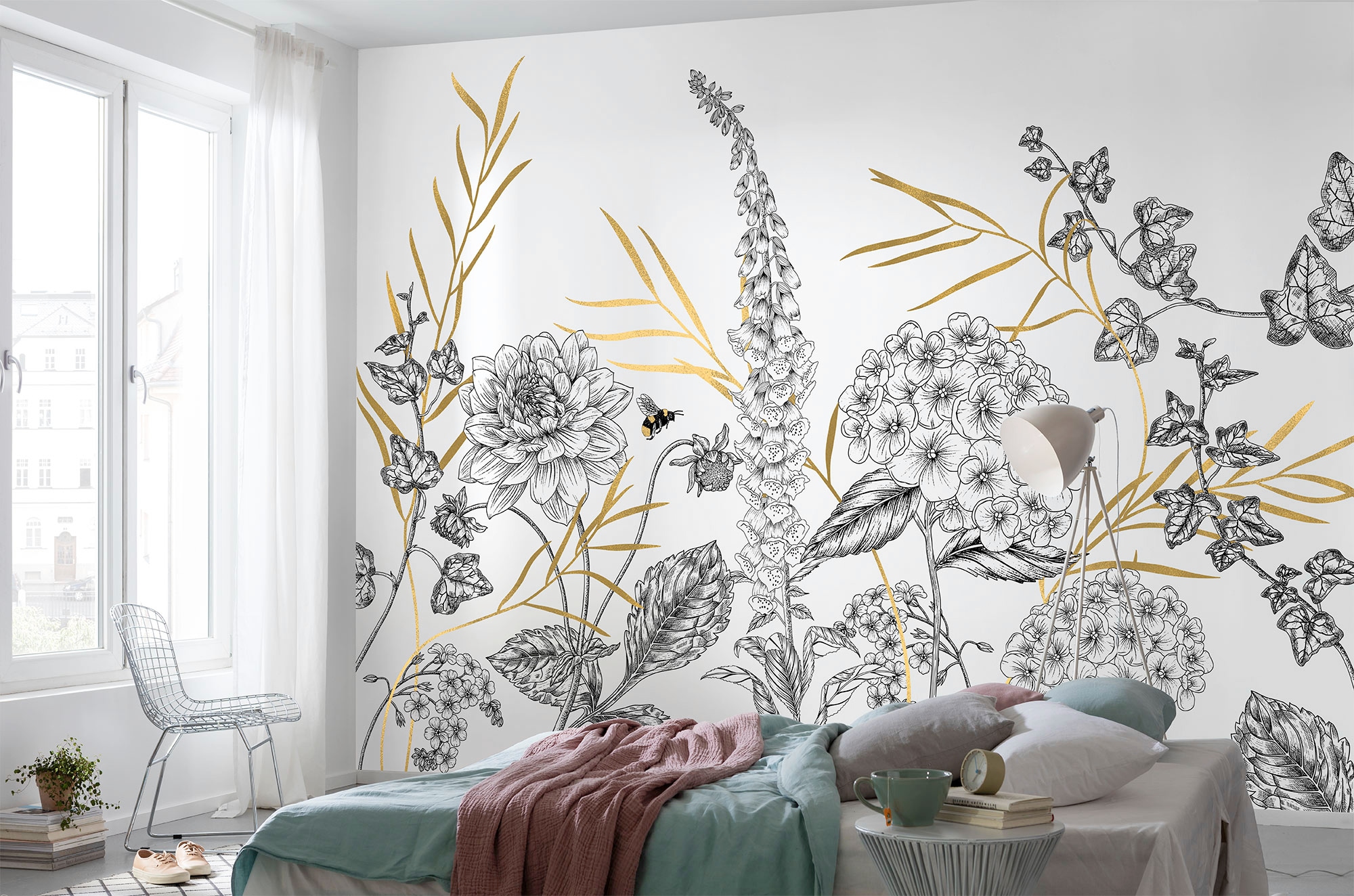 Komar Vliestapete »Digitaldruck Vlies - Bumble Bee - Größe 400 x 280 cm«, bedruckt, Wohnzimmer, Schlafzimmer