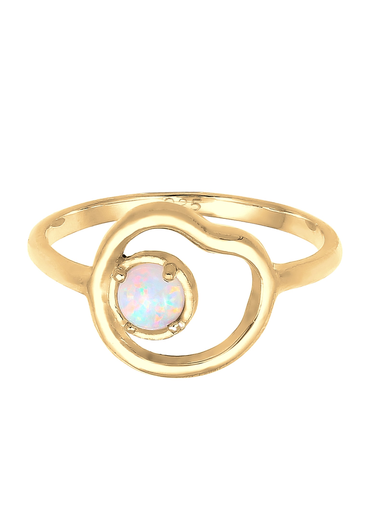 Elli Fingerring »Synthetischer Opal Organic Look Zart 925 Silber«