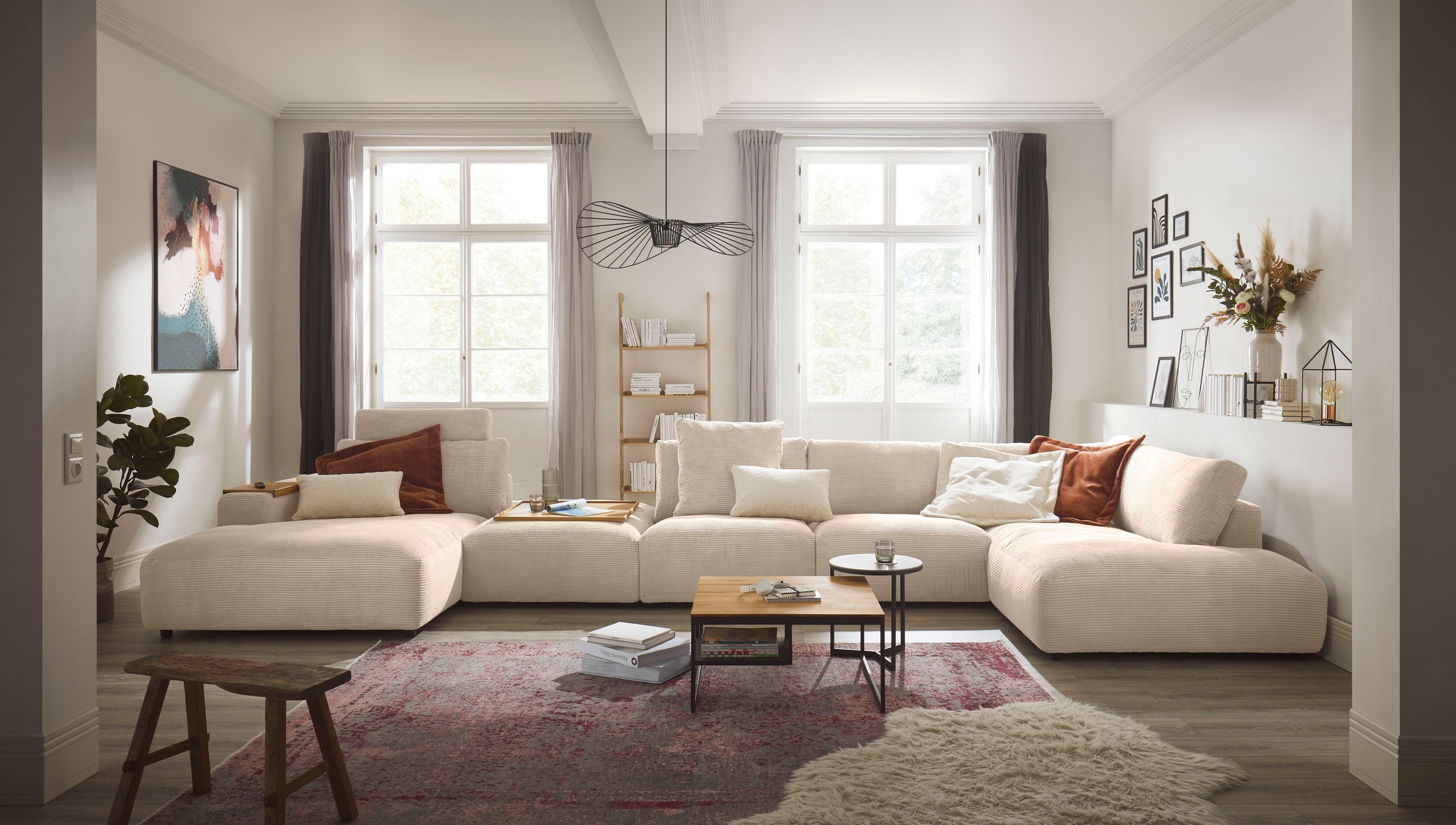 Musterring Wohnlandschaft »Lucia U-Form«, Cord-Bezug, inklusive Kopfstütze, Gesamtbreite 524 cm