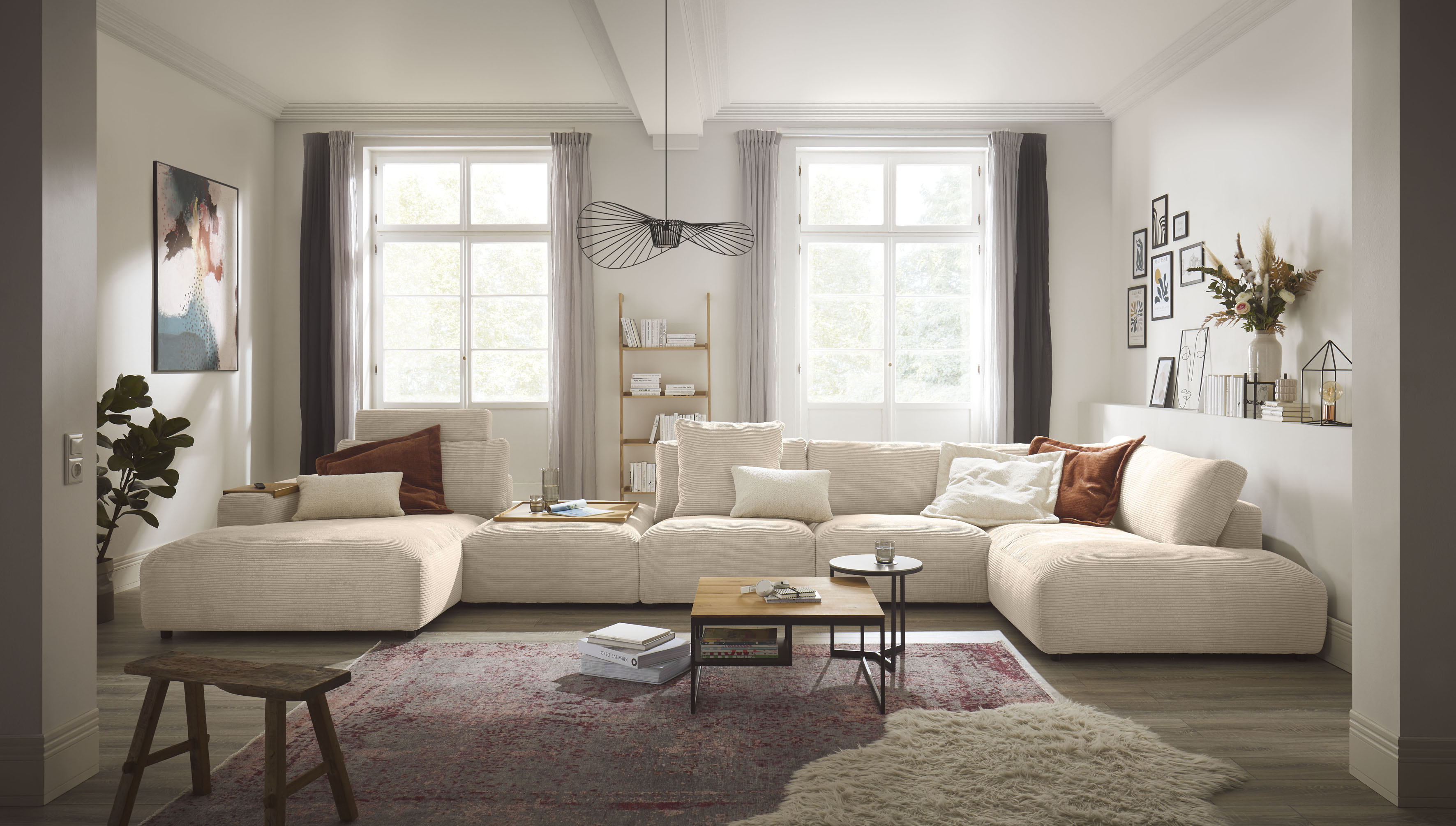 Musterring Wohnlandschaft "Lucia viel Platz, bequem, U-Form" Cord-Bezug, inklusive Kopfstütze, Gesamtbreite 524 cm