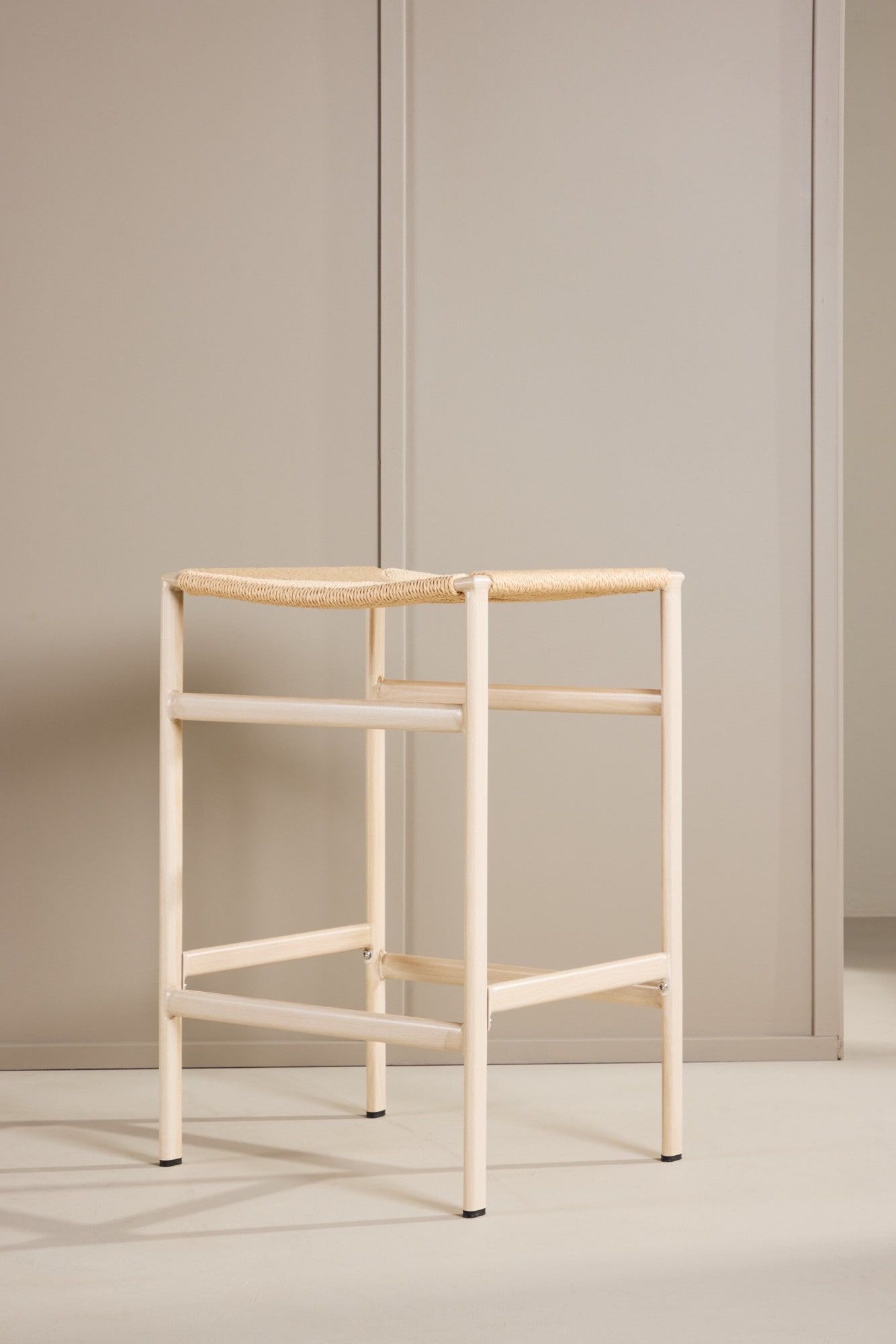 Venture Home Barhocker "Polly, 2er-Set Barhocker mit Seil-Sitz, Stahlbeine, 120 kg" Set, 2 Stk. tlg. Tresenstuhl, Geflecht, Gummibaumholz, Stahlrahmen, Boho