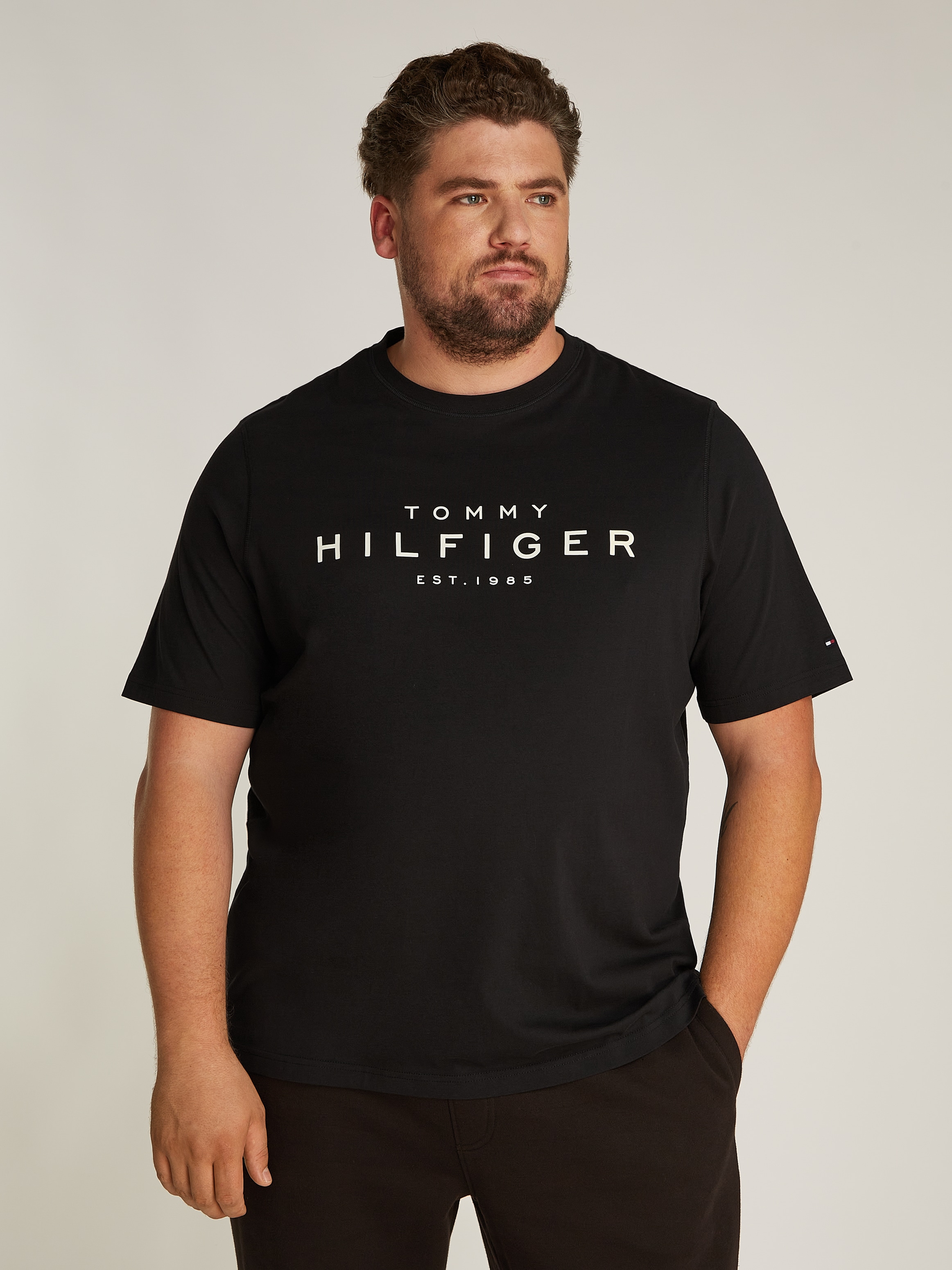 Tommy Hilfiger Big & Tall Rundhalsshirt "BT-BIG RWB HILFIGER TEE-B", in Großen Größen, Logodruck