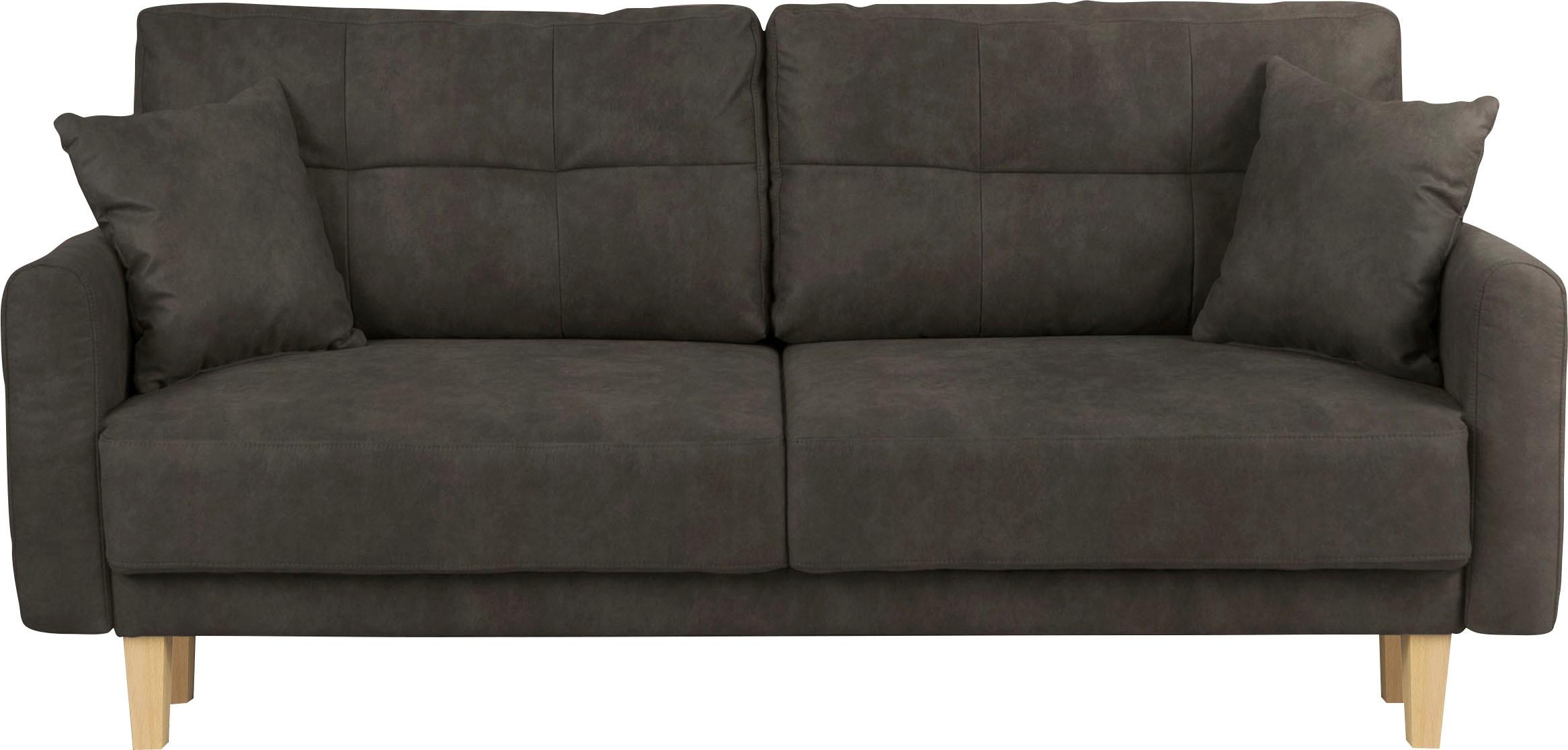 Home affaire 2-Sitzer »TRIPLO mit Wellenunterfederung, Maße B/T/H: 165/100/89 cm«, Sofa mit Steppung im Rückenbereich, incl. Rückenkissen und Zierkissen