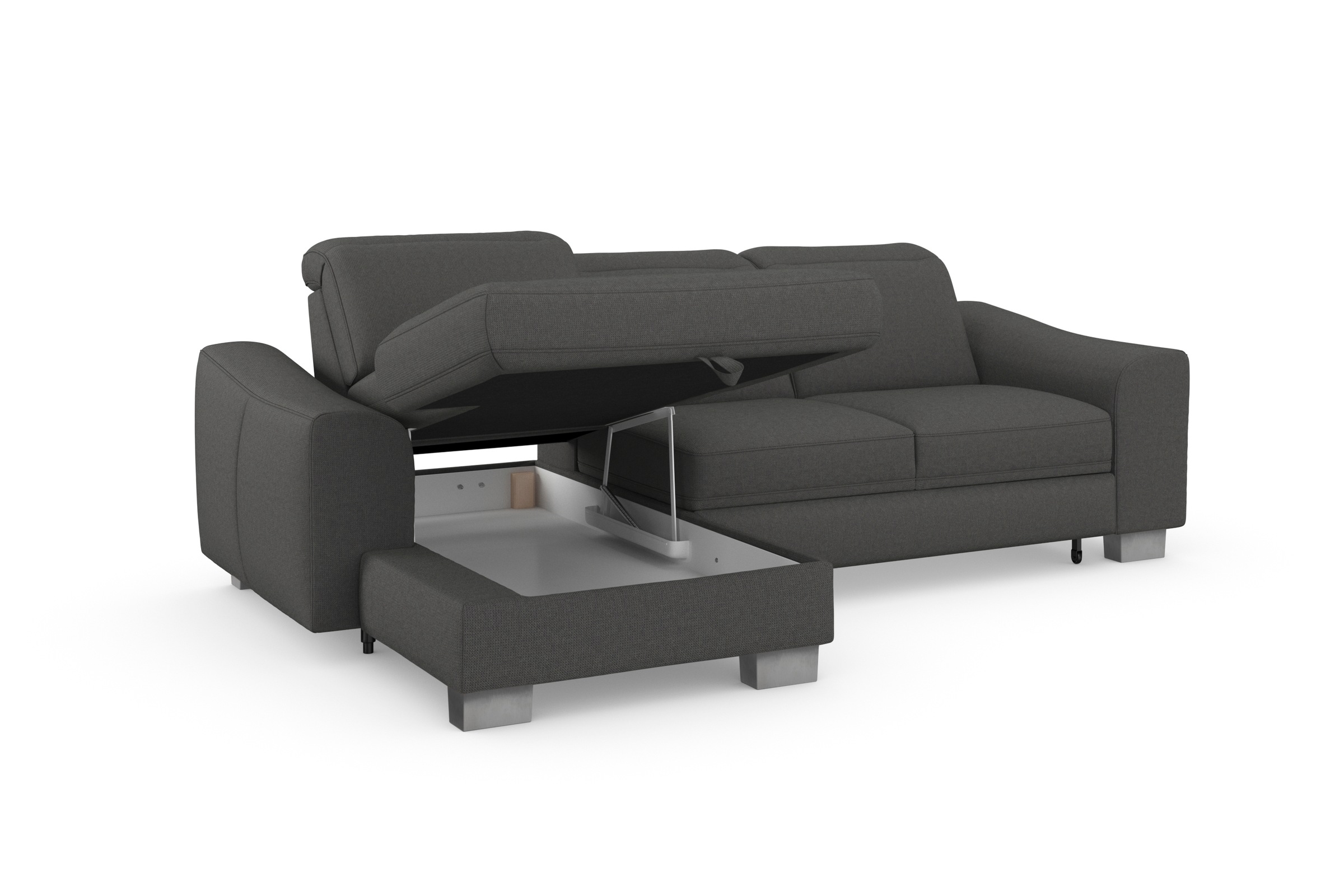 sit&more Ecksofa »Dundee L-Form«, mit Federkern und Edelstahlfüßen, wahlweise mit Kopfteilverstellung