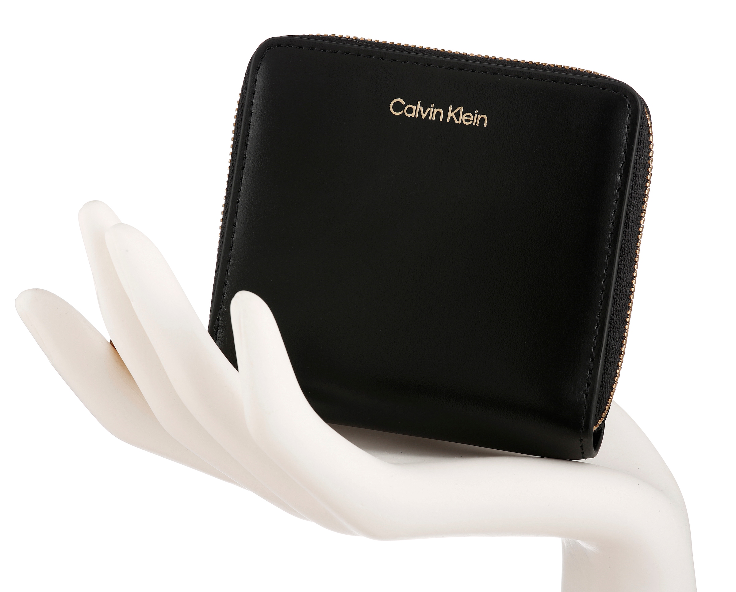 Calvin Klein Geldbörse »HARDWARE SQUARE ZIP AROUND« Damen Geldbeutel, Portemonnaie mit Schmuckkette als Schiebergriff