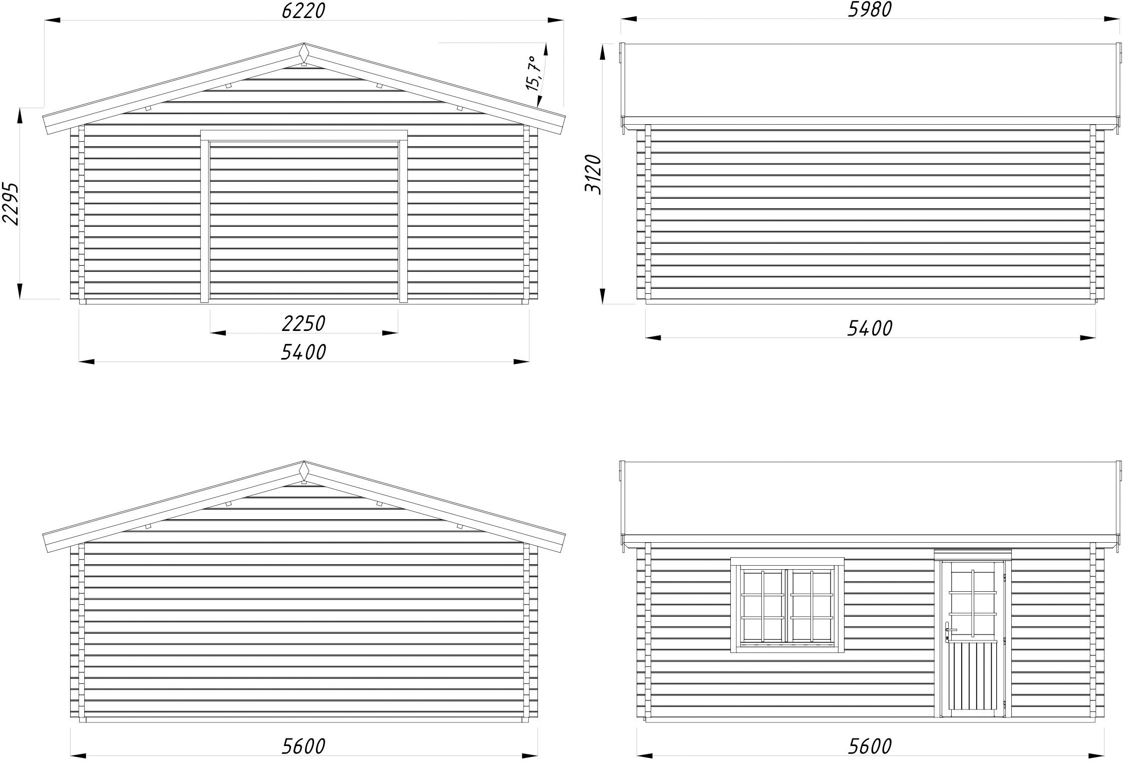 Palmako Garage »Roger, ohne Tor« BxTxH: 622x596x312 cm