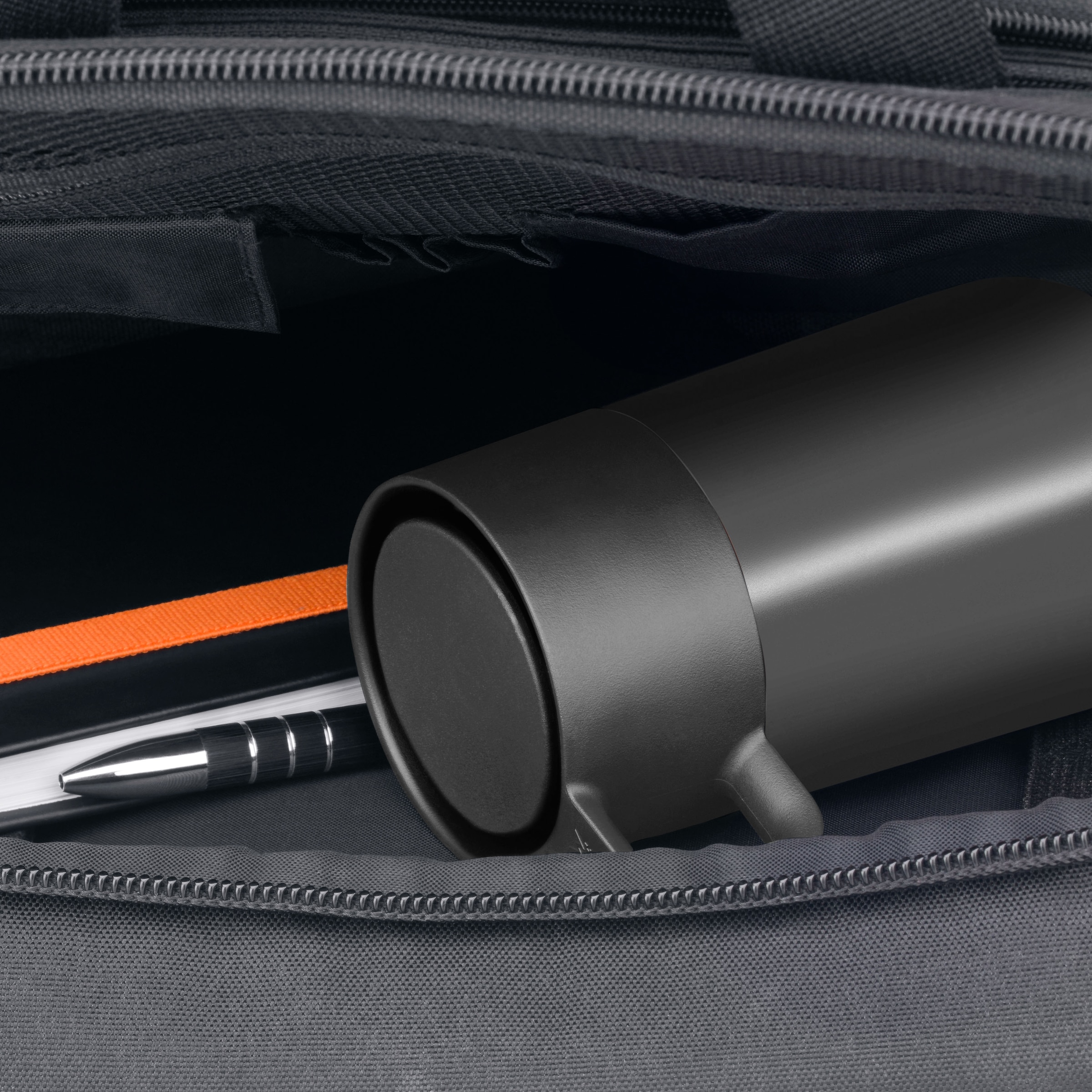 WMF Thermobecher »Impulse Travel Mug«, doppelwandiger Edelstahl, geringe Höhe, 360°-Trinköffnung