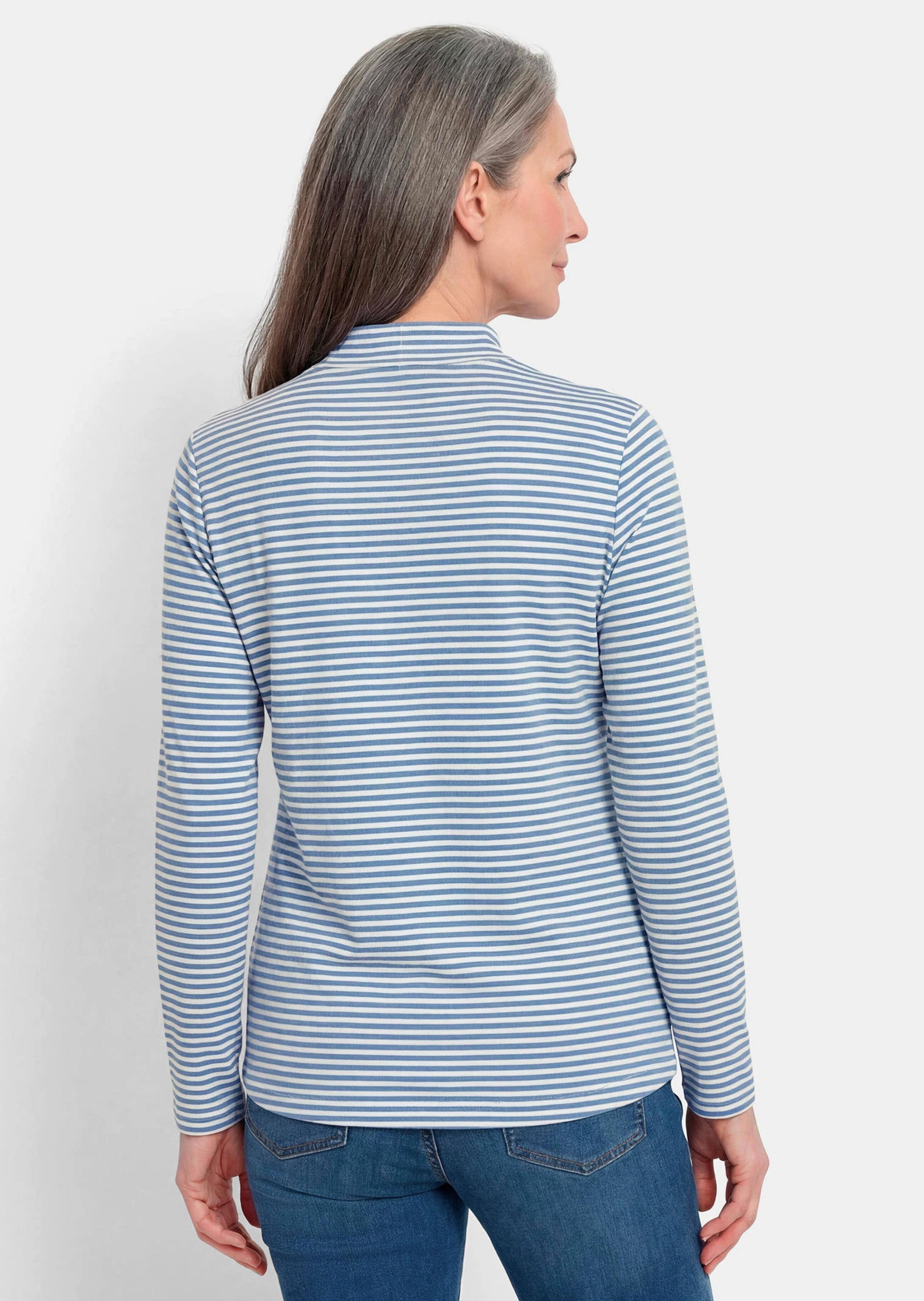 GOLDNER Langarmshirt »Kurzgröße Ringelshirt mit Stehkragen« stretchbequemer Baumwolljersey