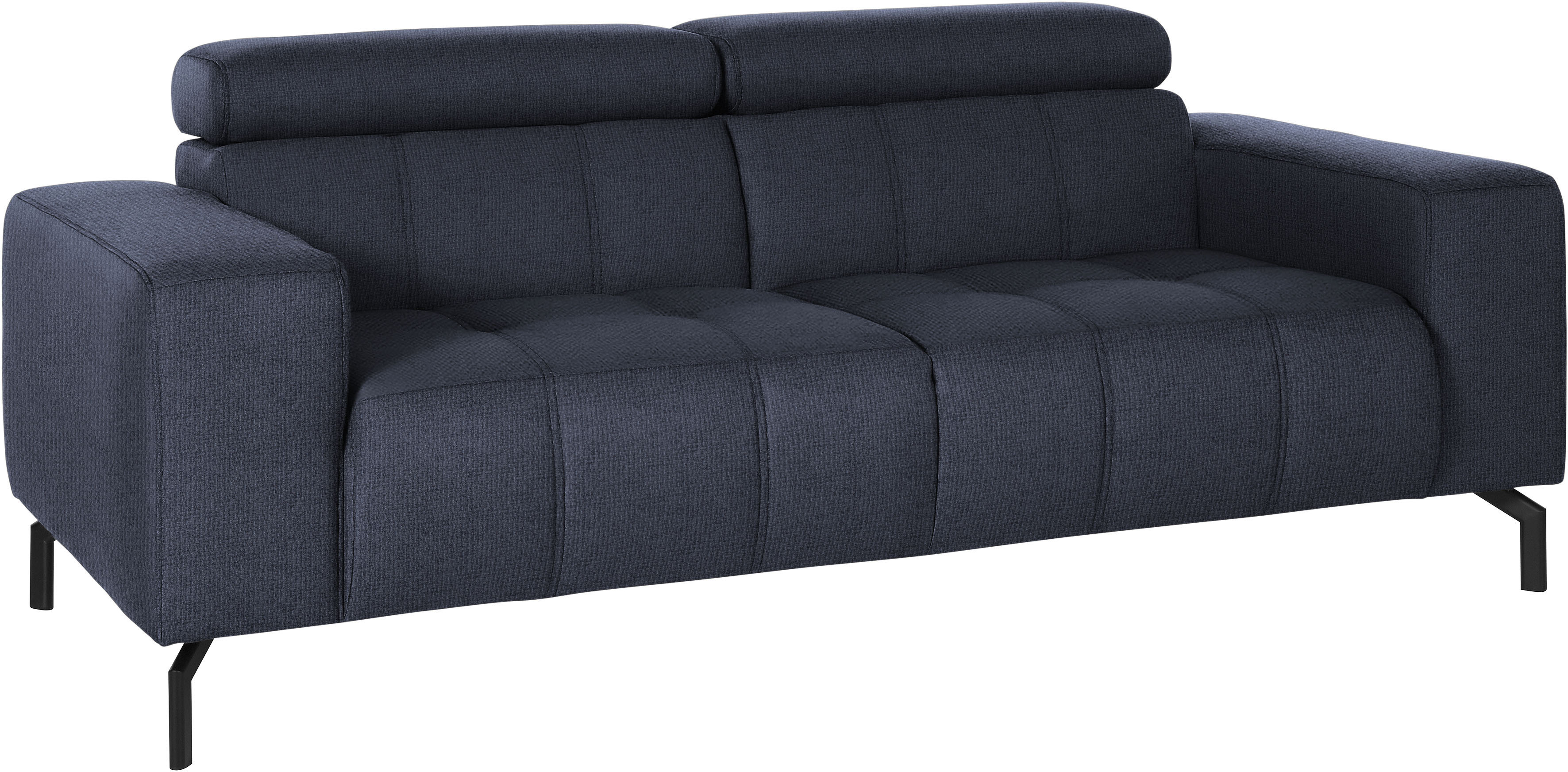 DOMO collection 2-Sitzer "Cunelli, moderne Sitznähte als Designelement, fester Sitzkomfort" whlw. verstellbare Kopfteile, passend für gängige Saugroboter