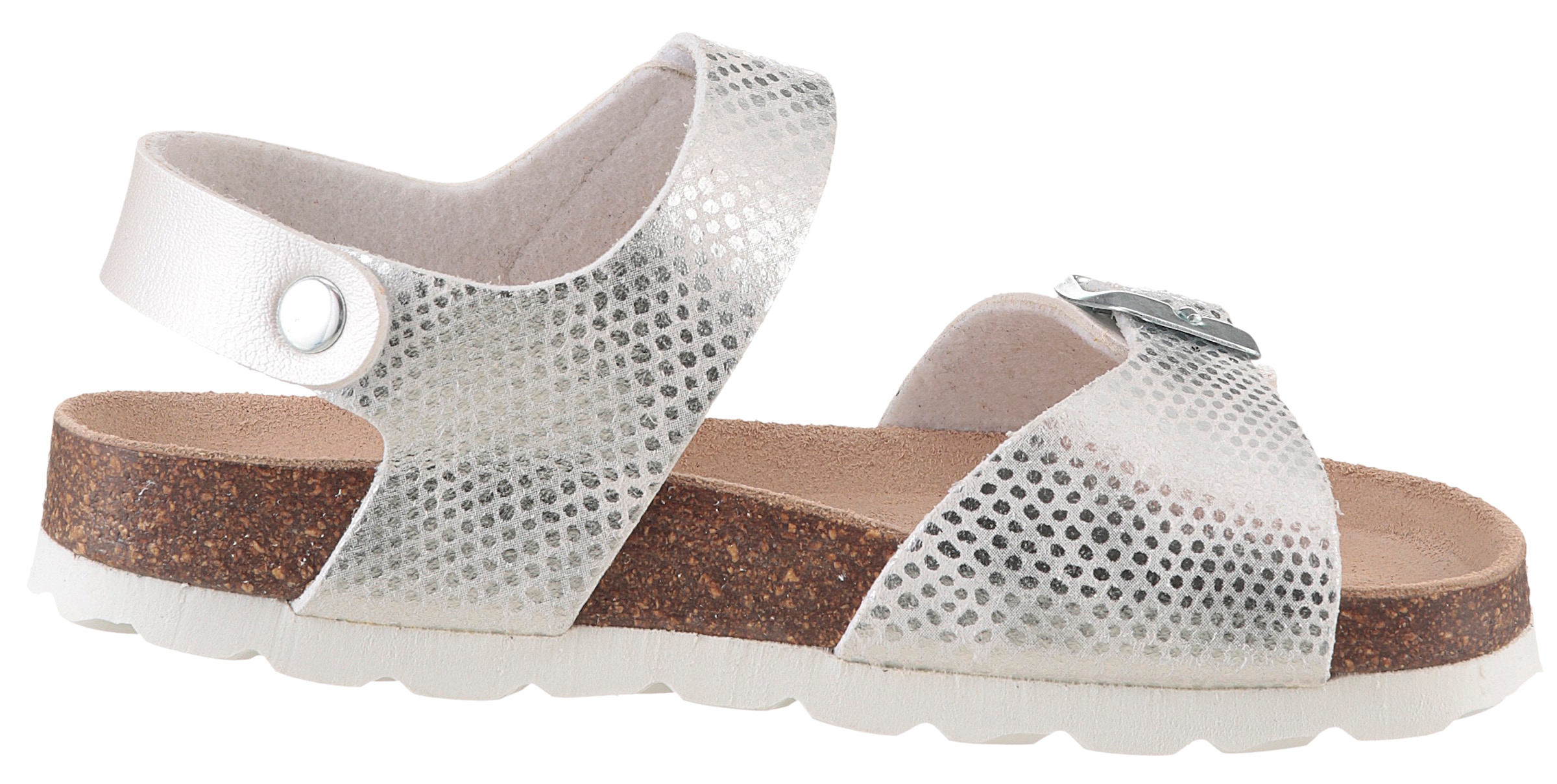 KIDSWORLD Riemchensandale, Sommerschuh, Klettschuh, Urlaubschuh, Strandschuh in Metallic-Optik