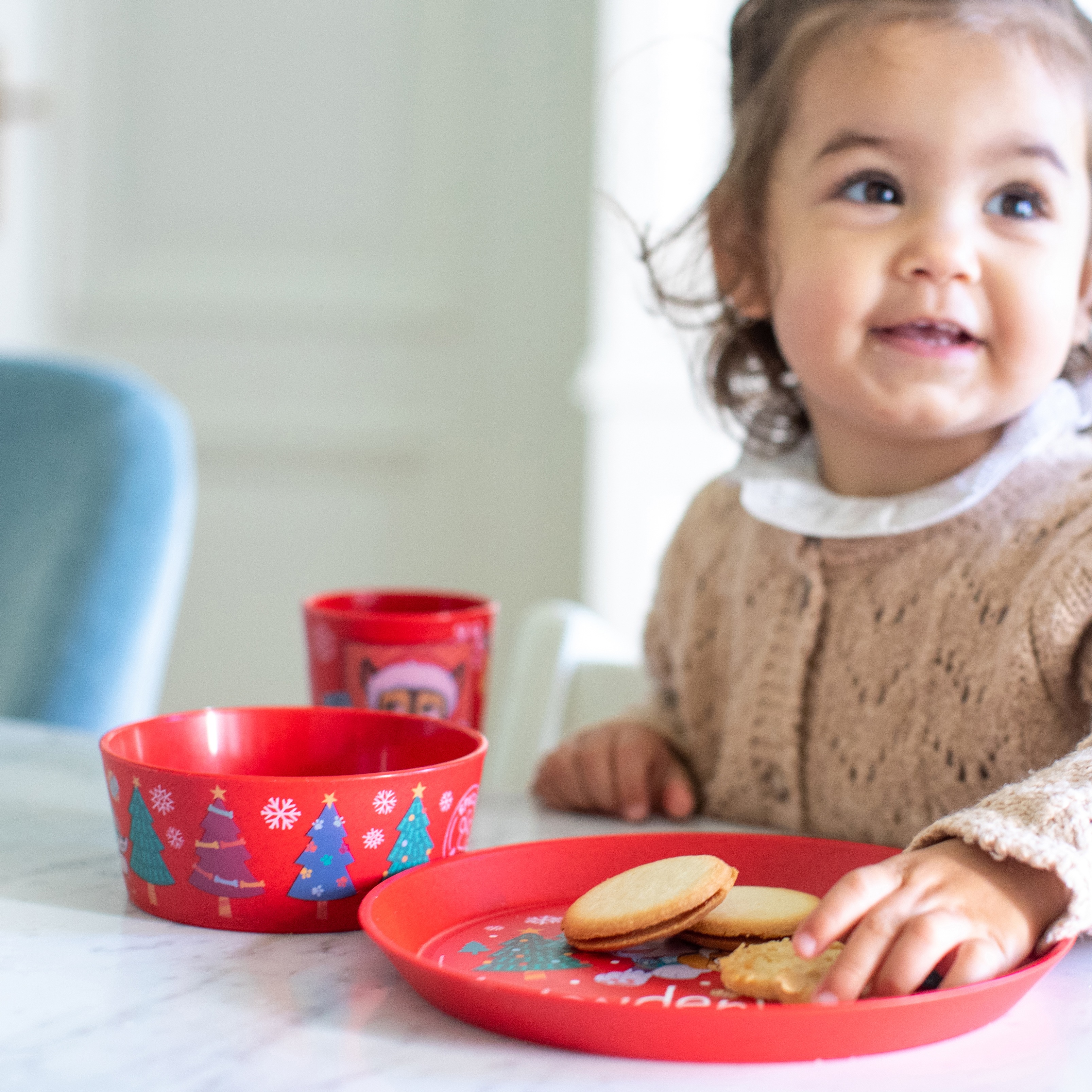 Thumbnail - KOZIOL Kindergeschirr-Set "Kleiner Teller + Schale + Becher CONNECT PAW PATROL WINTER WONDERLAND" made in Germany, melam...