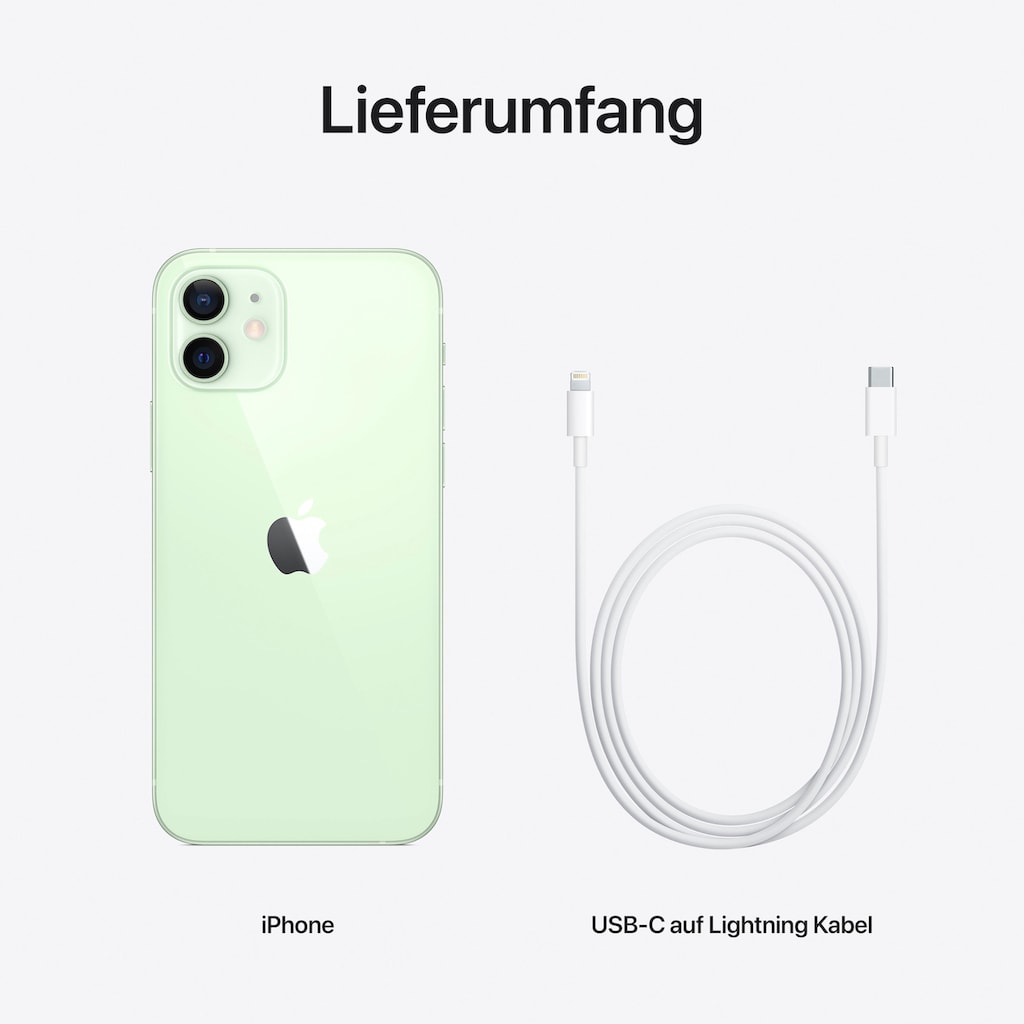 Apple Smartphone »iPhone 12 128GB«, grün, 15,5 cm/6,1 Zoll, 128 GB Speicherplatz, 12 MP Kamera, ohne Strom Adapter und Kopfhörer, kompatibel mit AirPods, Earpods