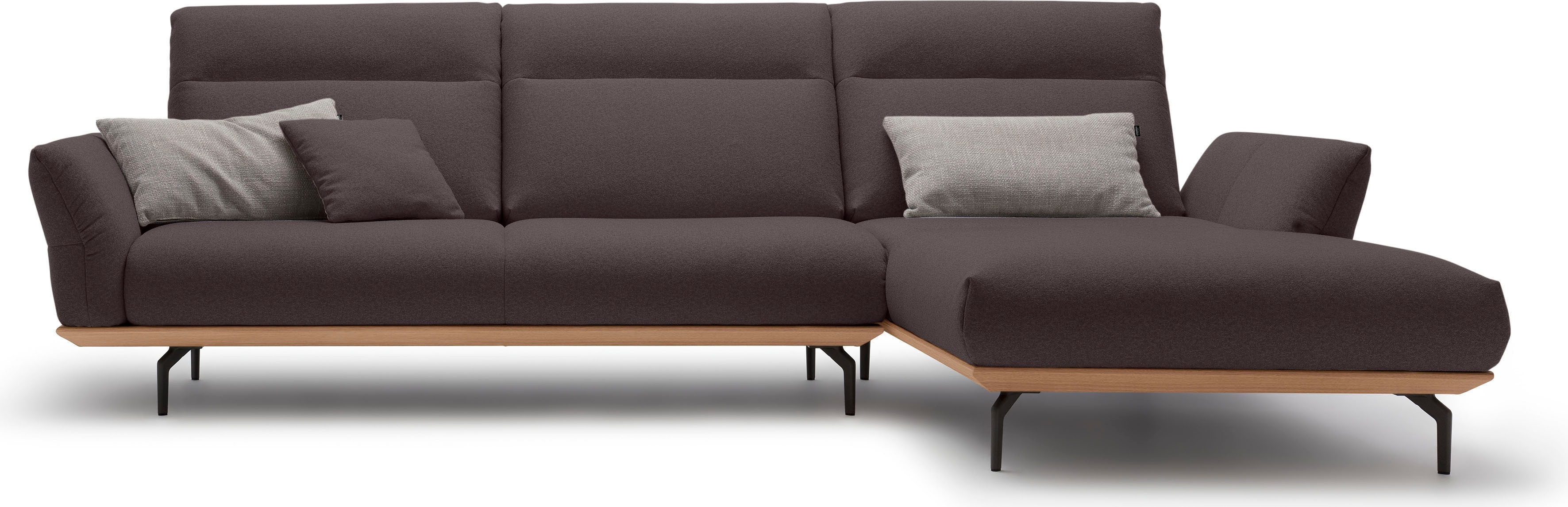 Creation BY ROLF BENZ Ecksofa "CR.460 Design-Sofa, verstellbare Rückenlehne, L-Form" Sockel in Eiche, Winkelfüße in Umbragrau, Breite 318 cm