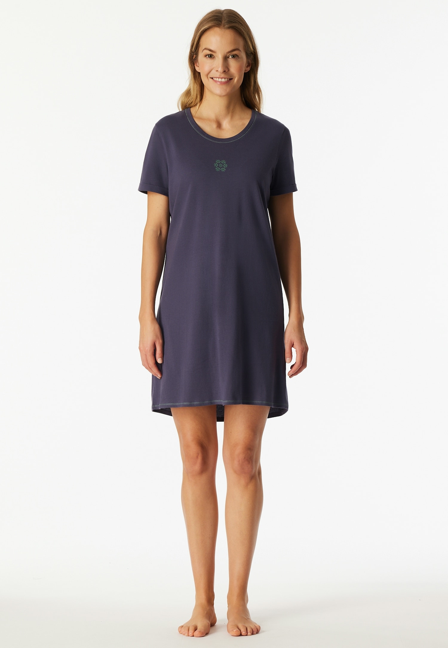Schiesser Nachthemd »Casual Essentials«, mit Statement-Print, Baumwolle, kurzärmelig, Rundhalsausschnitt