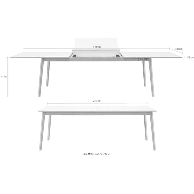 Hammel Furniture Esstisch »Basic by Hammel Avion«, 220(310)x100 cm,  Tischplatte aus Melamin und Gestell in Eiche kaufen | BAUR