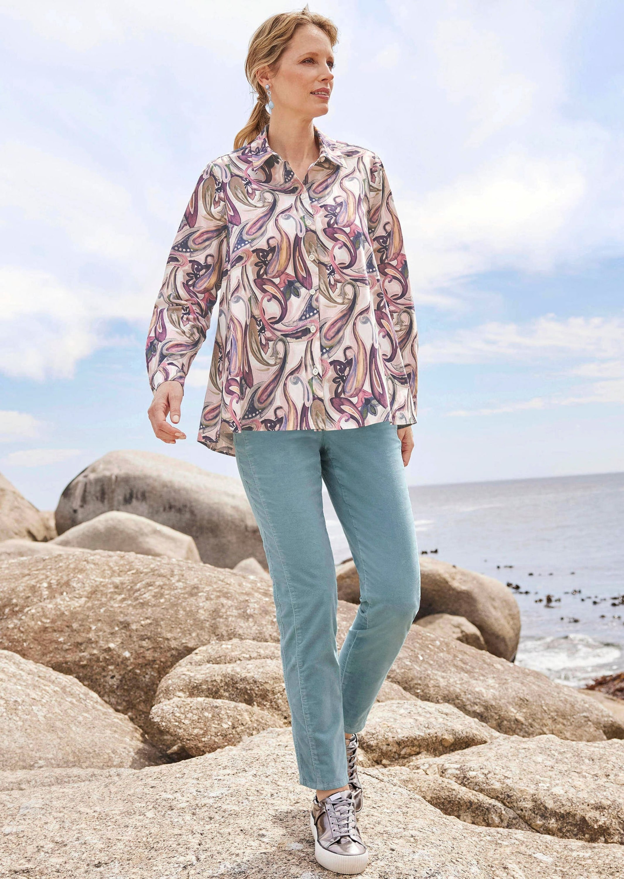 GOLDNER Hemdbluse »Kurzgröße Druckbluse«