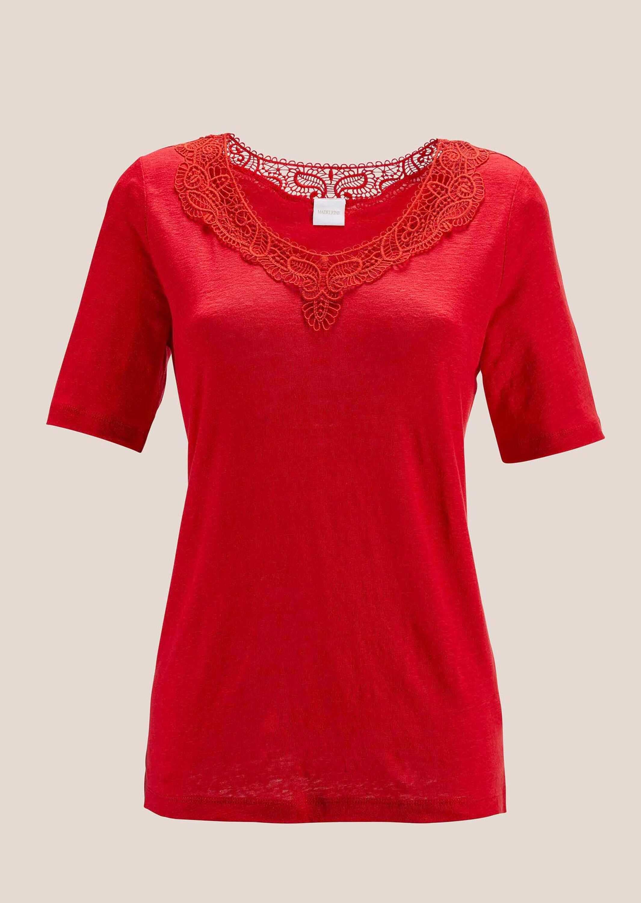 MADELEINE Kurzarmshirt "Shirt Kurzarm-Shirt aus Leinen mit feinem Spitzen-A günstig online kaufen