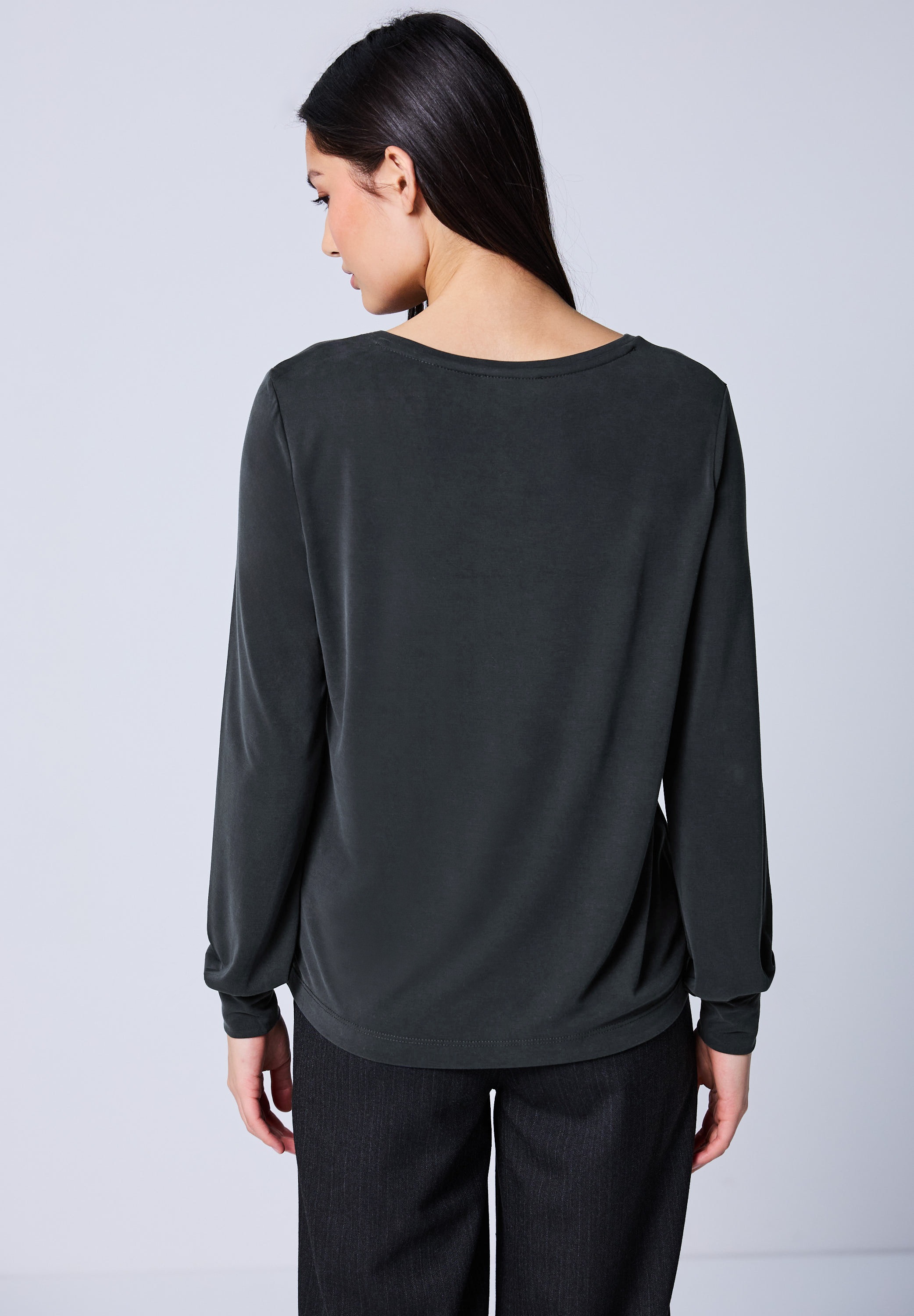 STREET ONE STUDIO Langarmshirt in Unifarbe günstig online kaufen