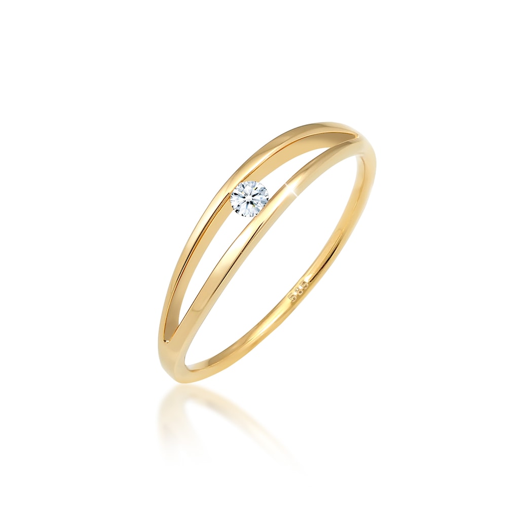 Elli DIAMONDS Verlobungsring »Verlobung Wellen Diamant (0.06 ct.) 585 Gelbgold«