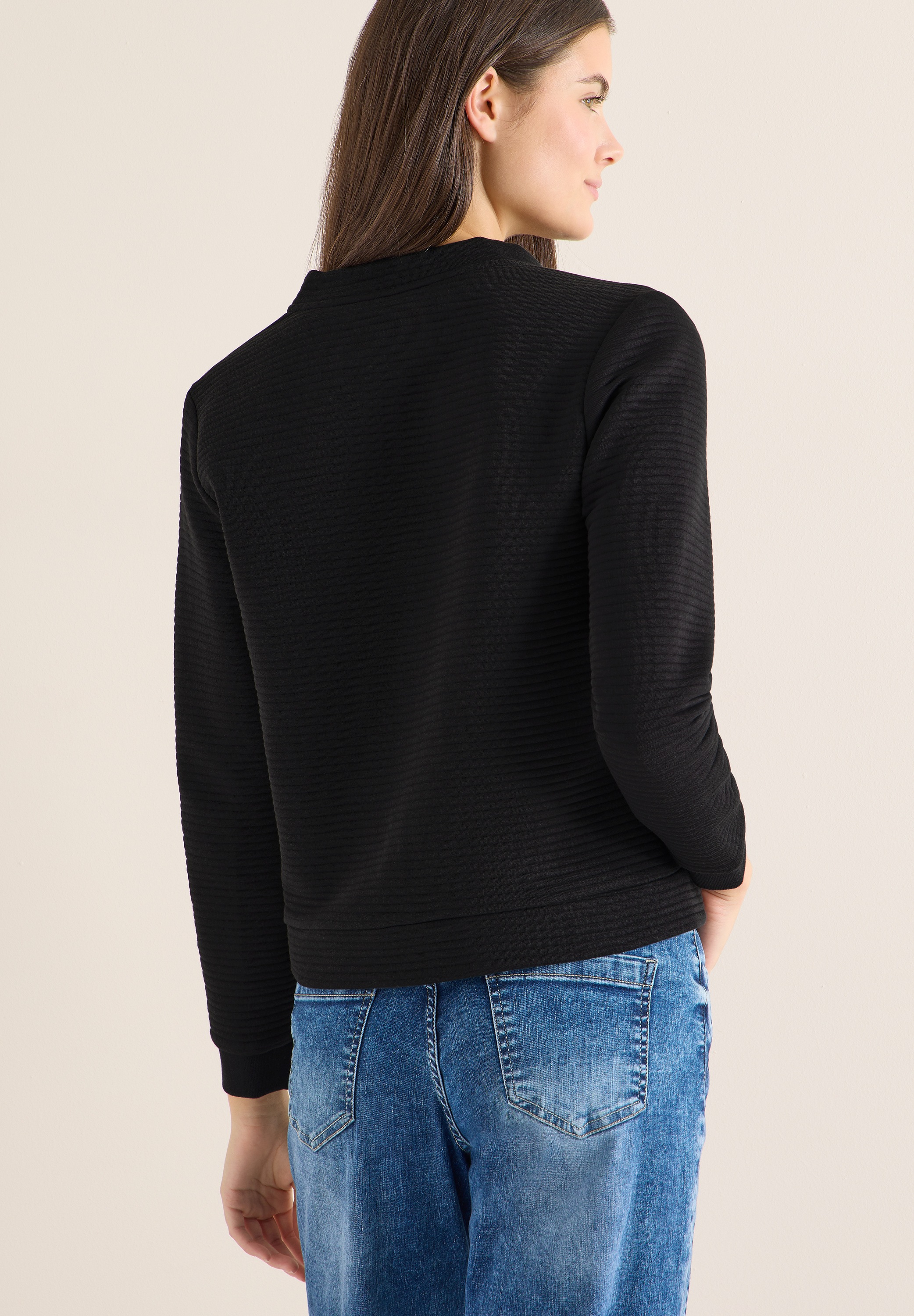 Cecil Sweatjacke mit feinem Strukturmuster und Reißverschluss günstig online kaufen