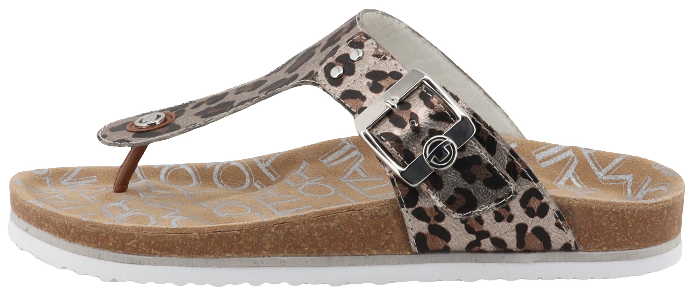 TOM TAILOR Zehentrenner, Sommerschuh, Dianette, Flats in Leo Optik
