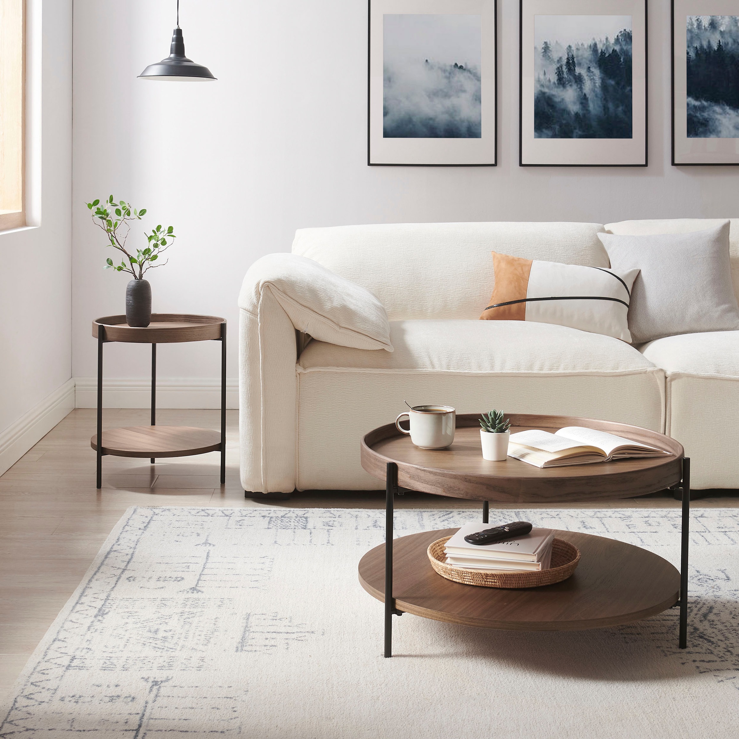 SalesFever Couchtisch "Chicago Couchtisch-Set rund 2-teilig mit 2 Ablageflä günstig online kaufen