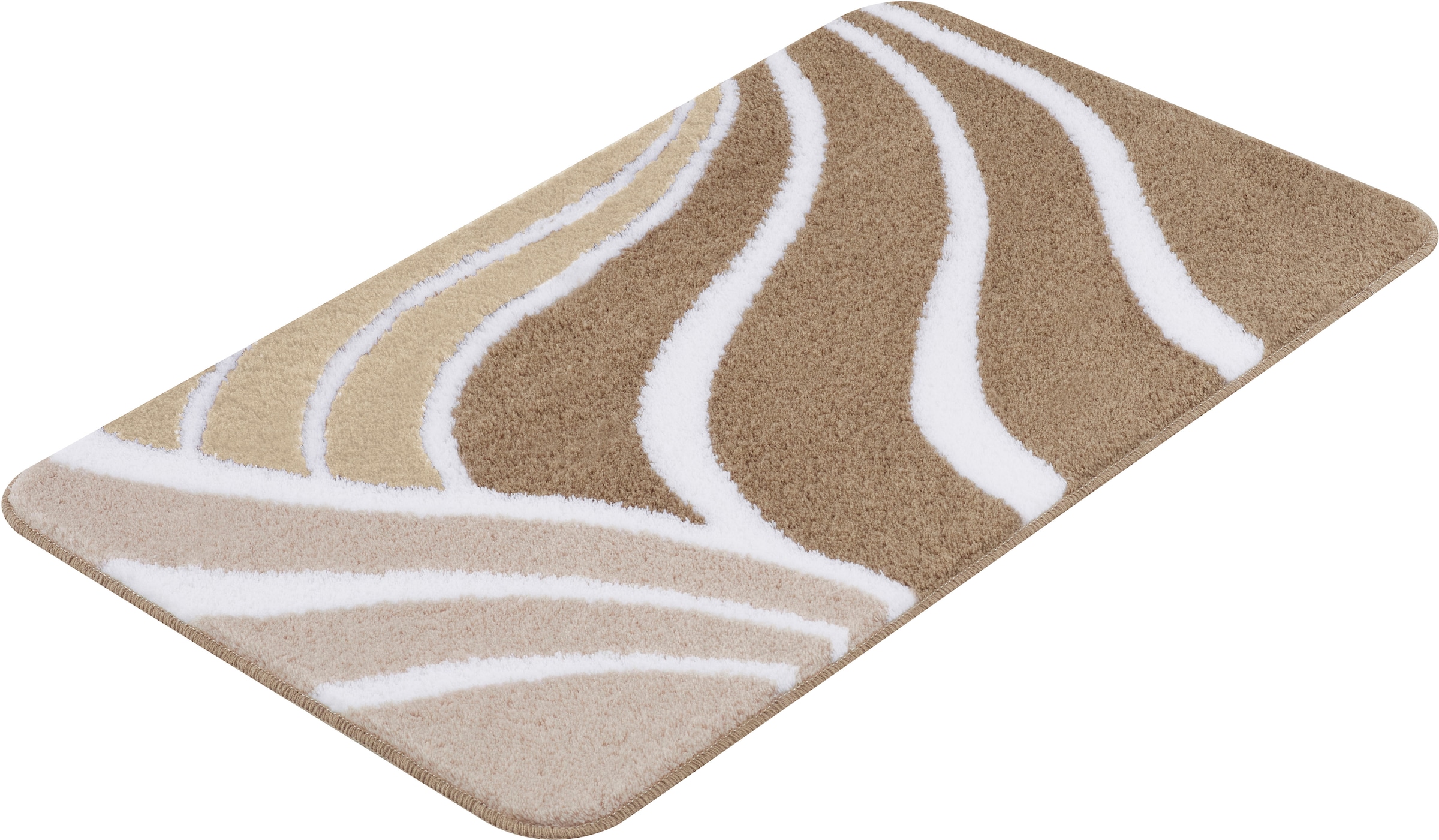 Kleine Wolke Badematte "Flame, Badvorleger, Badezimmer Teppich" Höhe 15 mm rutschhemmend beschichtet fußbodenheizungsgeeignet Badteppich, modernes Wellen Design
