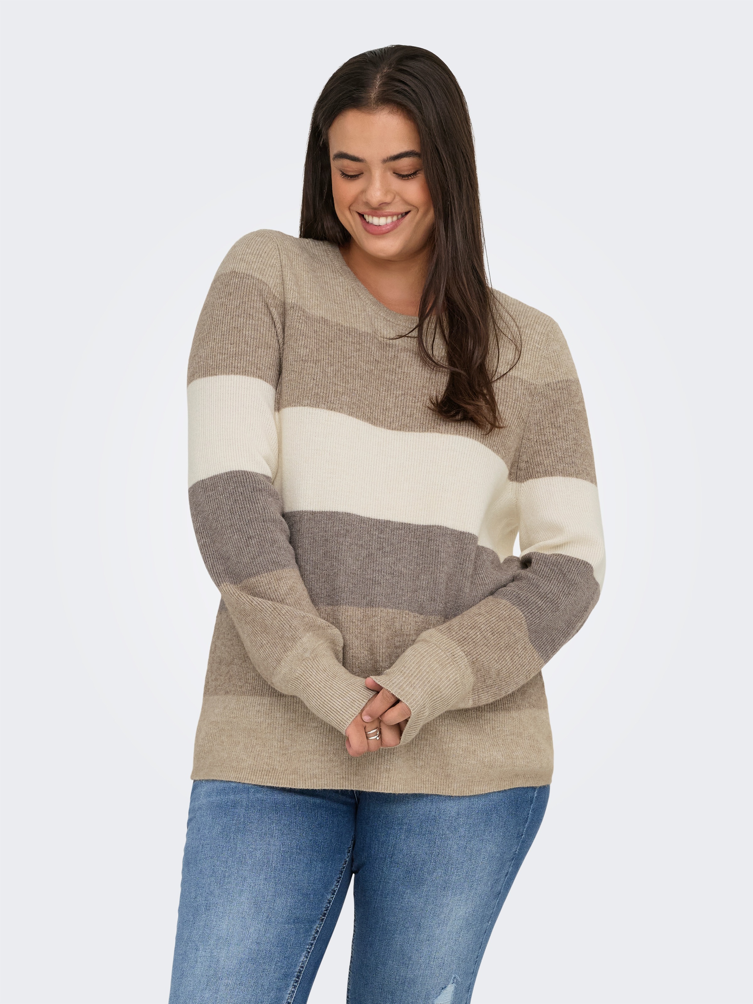 ONLY CARMAKOMA Strickpullover "CARNEW DARIA L/S STRIPE PULLOVER KNT" günstig online kaufen