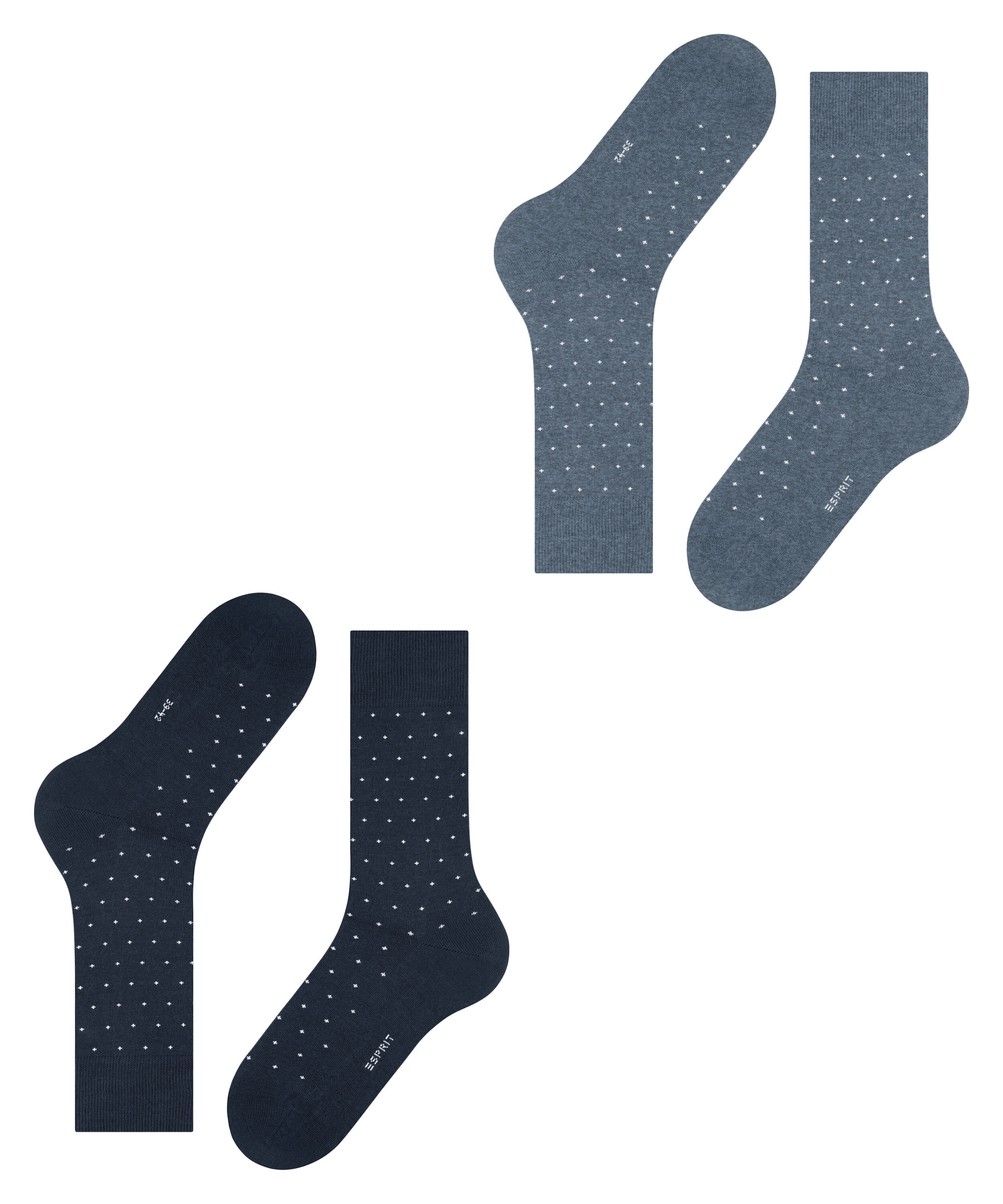 Esprit Socken »Fine Dot« 2 Paar,  gepunktet, geripptes Bündchen, Baumwoll-Mix