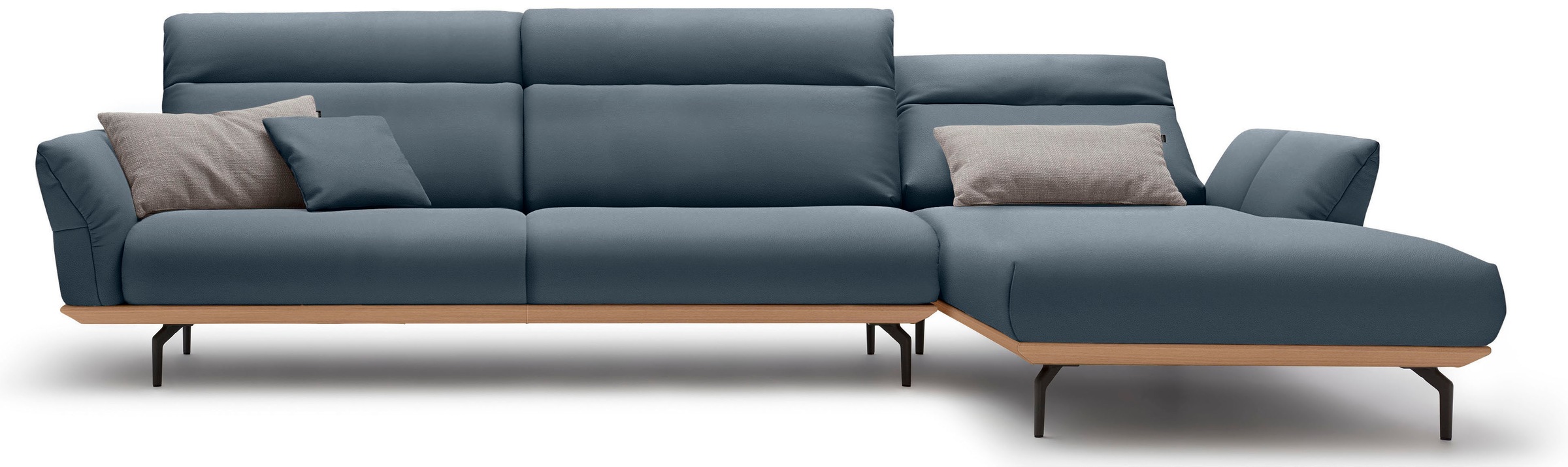 Creation BY ROLF BENZ Ecksofa »CR.460«, Sockel in Eiche, Winkelfüße in Umbragrau, Breite 338 cm