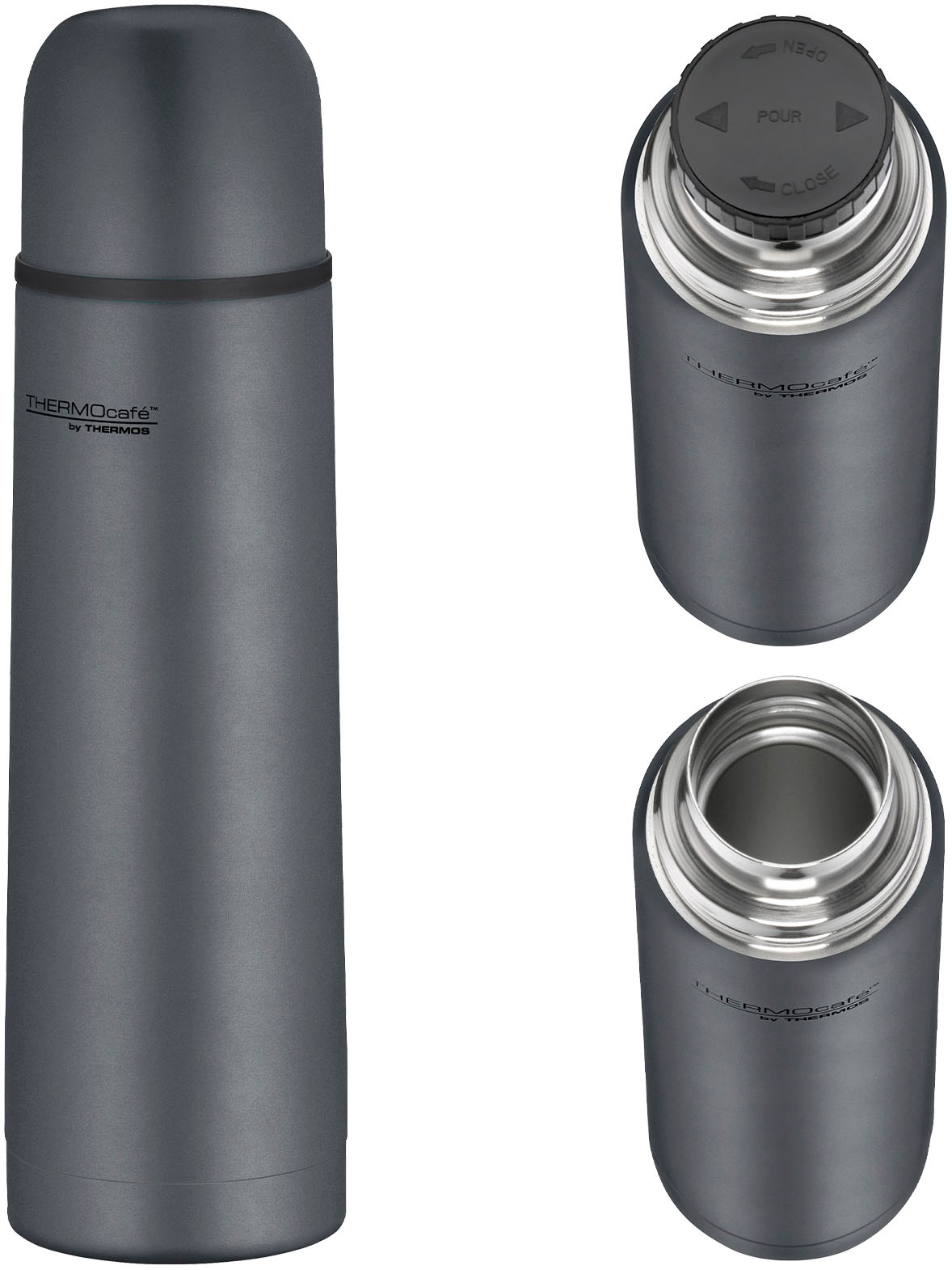 THERMOcafé Isolierflasche »TC EVERYDAY, Edelstahlkörper, spülmaschinenfest« mit Twist & Pour Lid und Trinkbecher (nicht isoliert)
