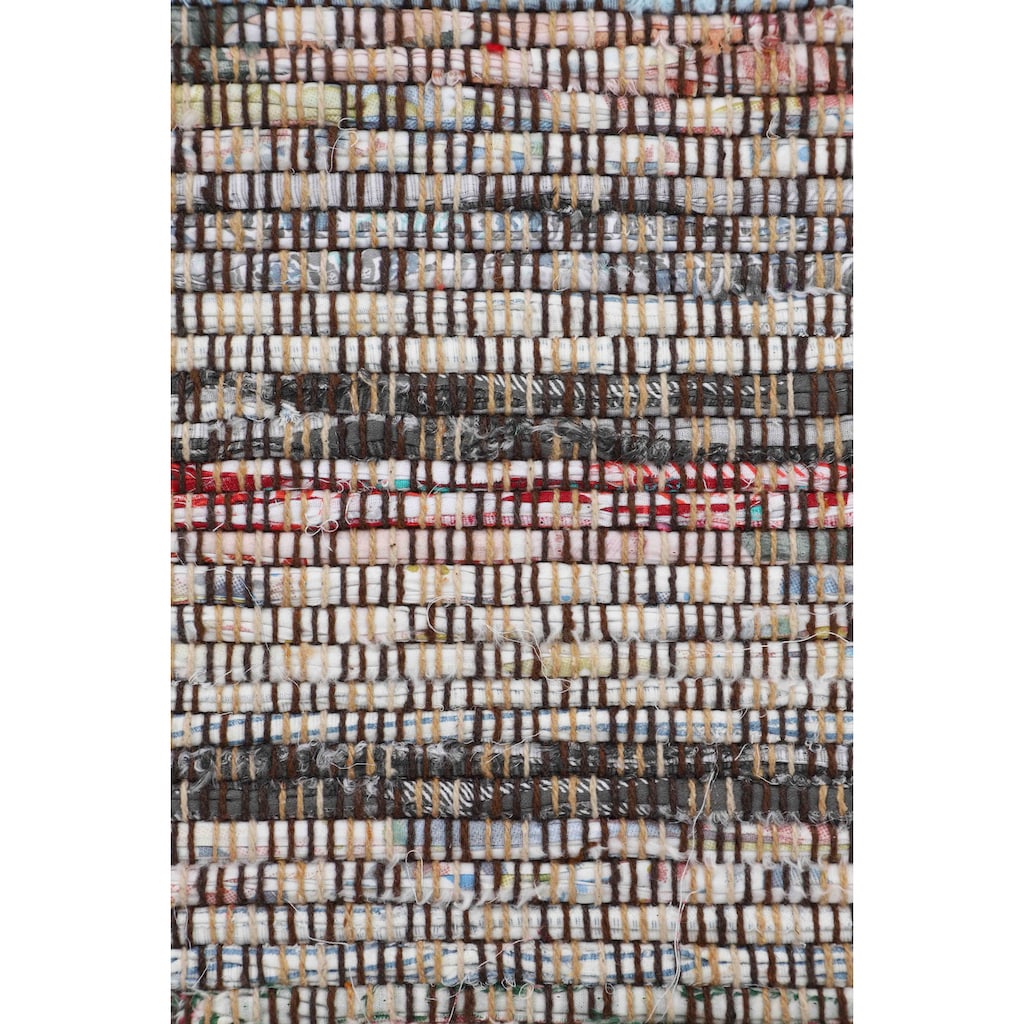 carpetfine Teppich »Kelim Chindi, Wendeteppich«, rechteckig, handgewebt, Fleckerlteppich mit Fransen, auch vielen in Läufergrößen